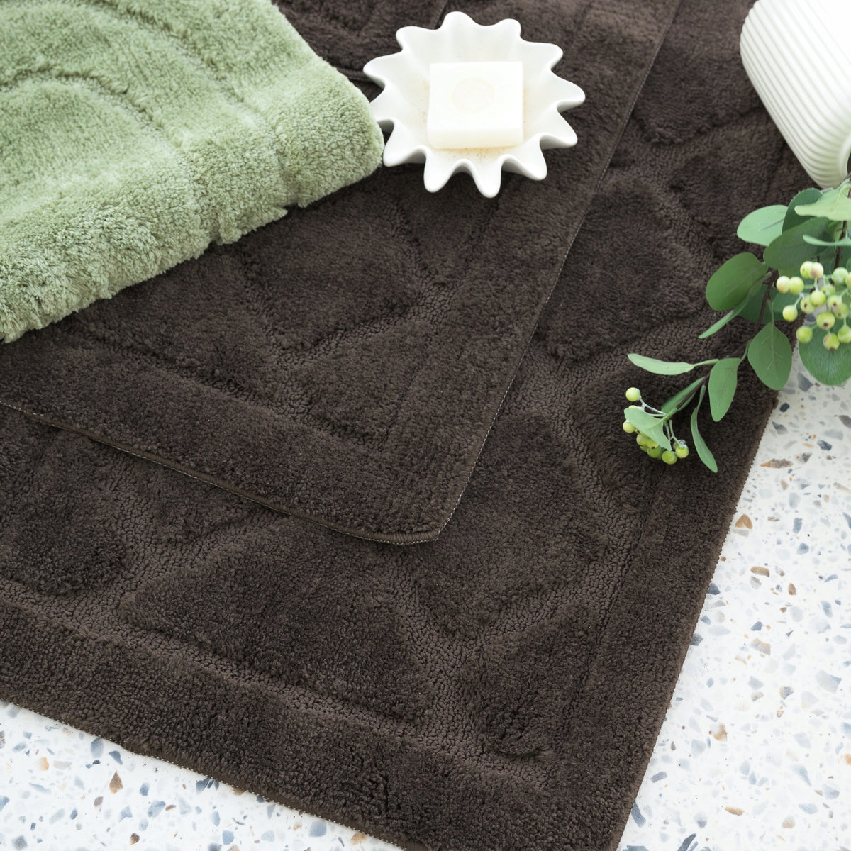 BATHROOM rug, SOFT, ABSORBENT, ANTI-SLIP, WASHABLE, 40x60CM, BROWN Manufacturer code 507778