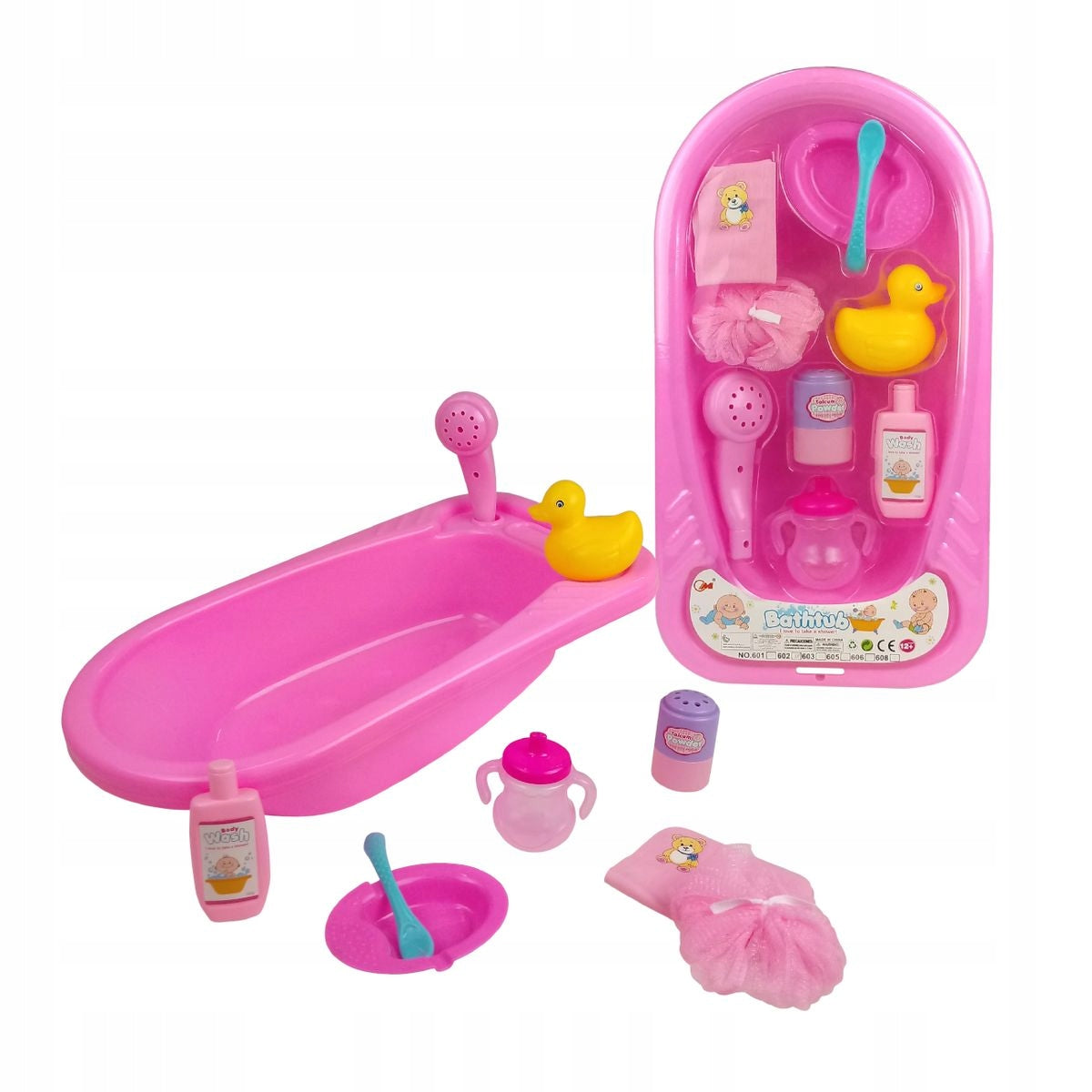 BATHTUB FOR DOLL Smily Play Bath Set with Accessories Pink 40 cm