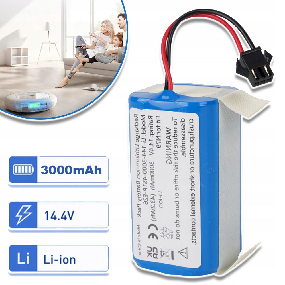 BATTERY 3000MAH 14.4V BATTERY FOR EUFY ROBOVAC 11/11S/12 ECOVACS DEEBOT