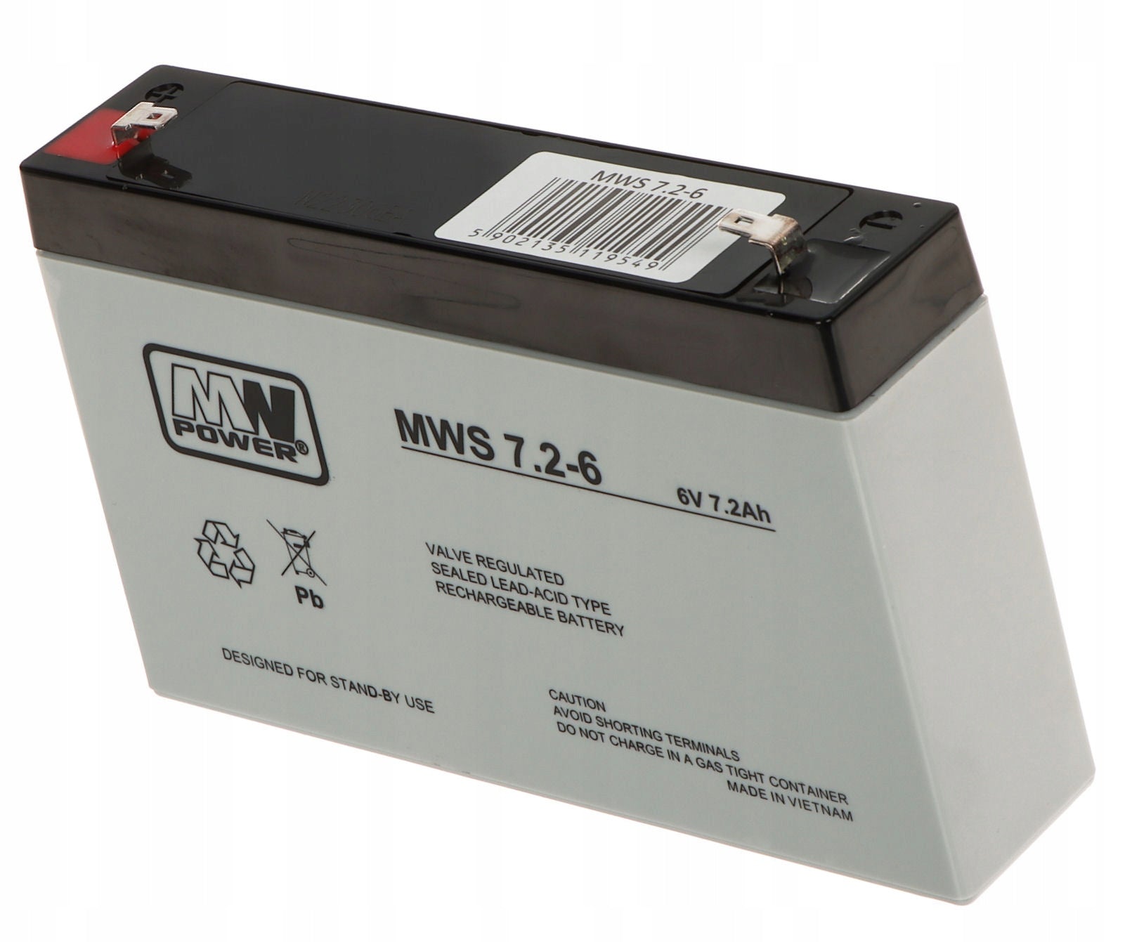 BATTERY AGM 6V 7.2Ah MW POWER 7.2-6 MWS