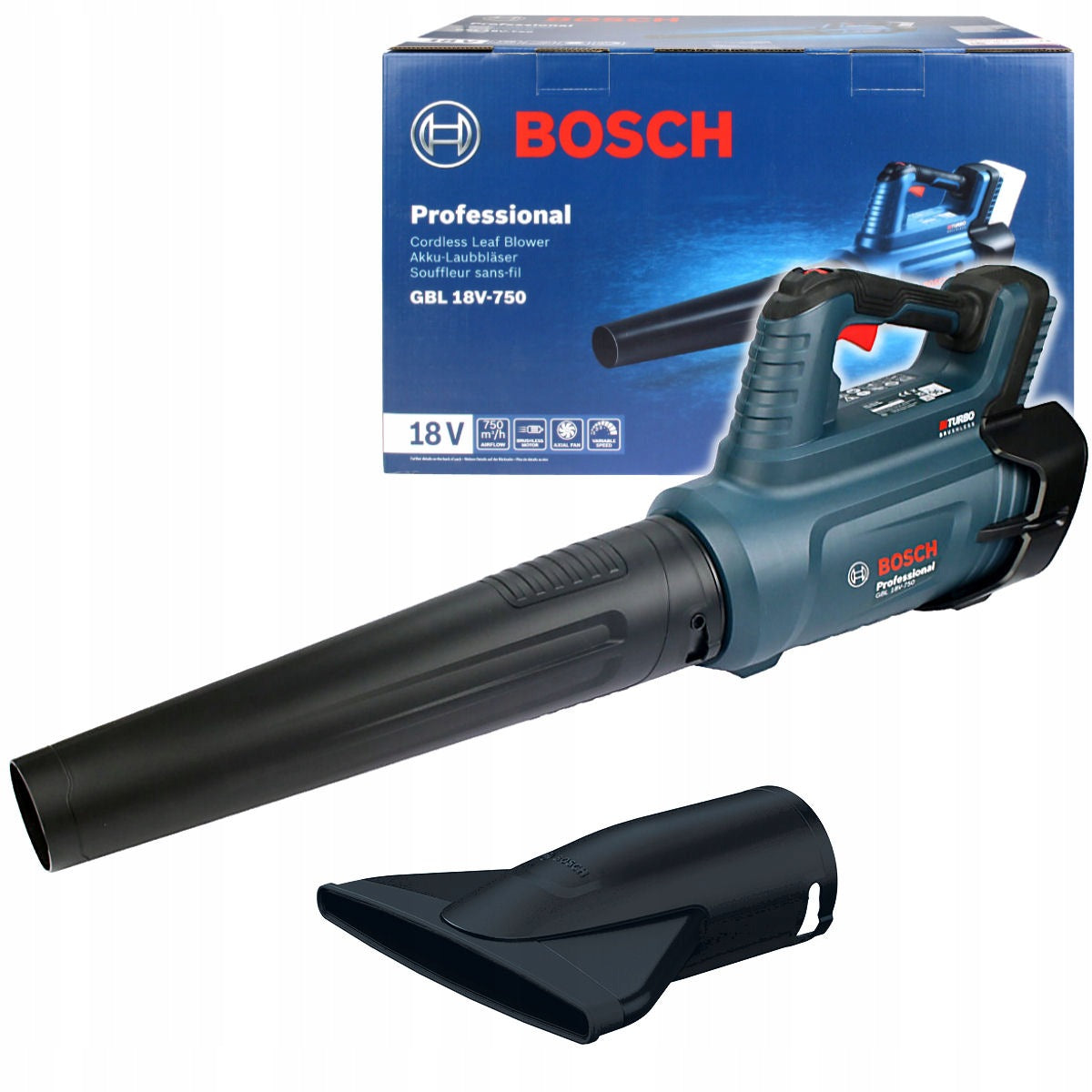BATTERY BLOWER 18V GBL 18V-750 BOSCH BODY + TWO NOZZLES