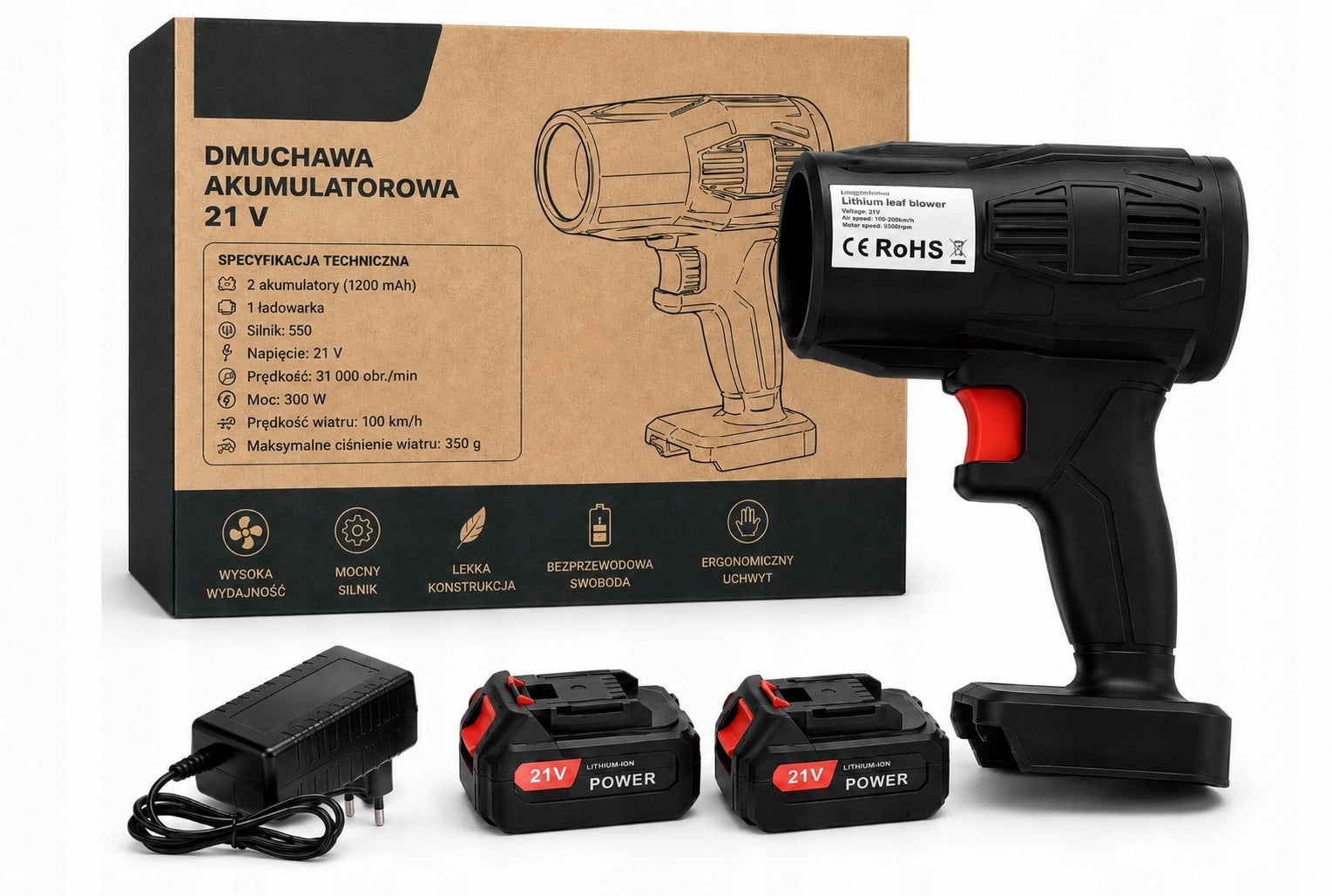 BATTERY BLOWER for Garden Leaf 21V Black Two Batteries