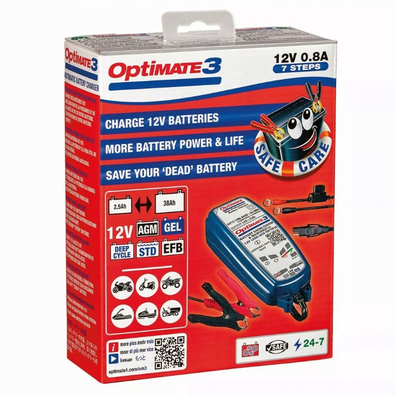 BATTERY CHARGER 12V AGM GEL STD OPTIMATE 3 TECMATE 0,8A Maximum amperage 0.8 A