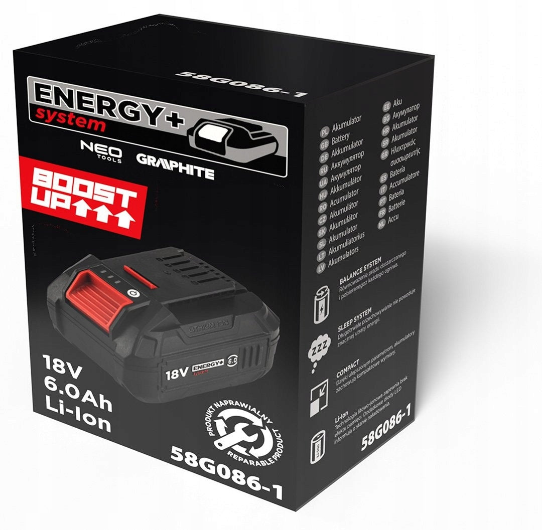BATTERY ENERGY+ 18V LI-ION 6.0AH BOOST UP – GRAPHITE 58G086-1 Packaging status original