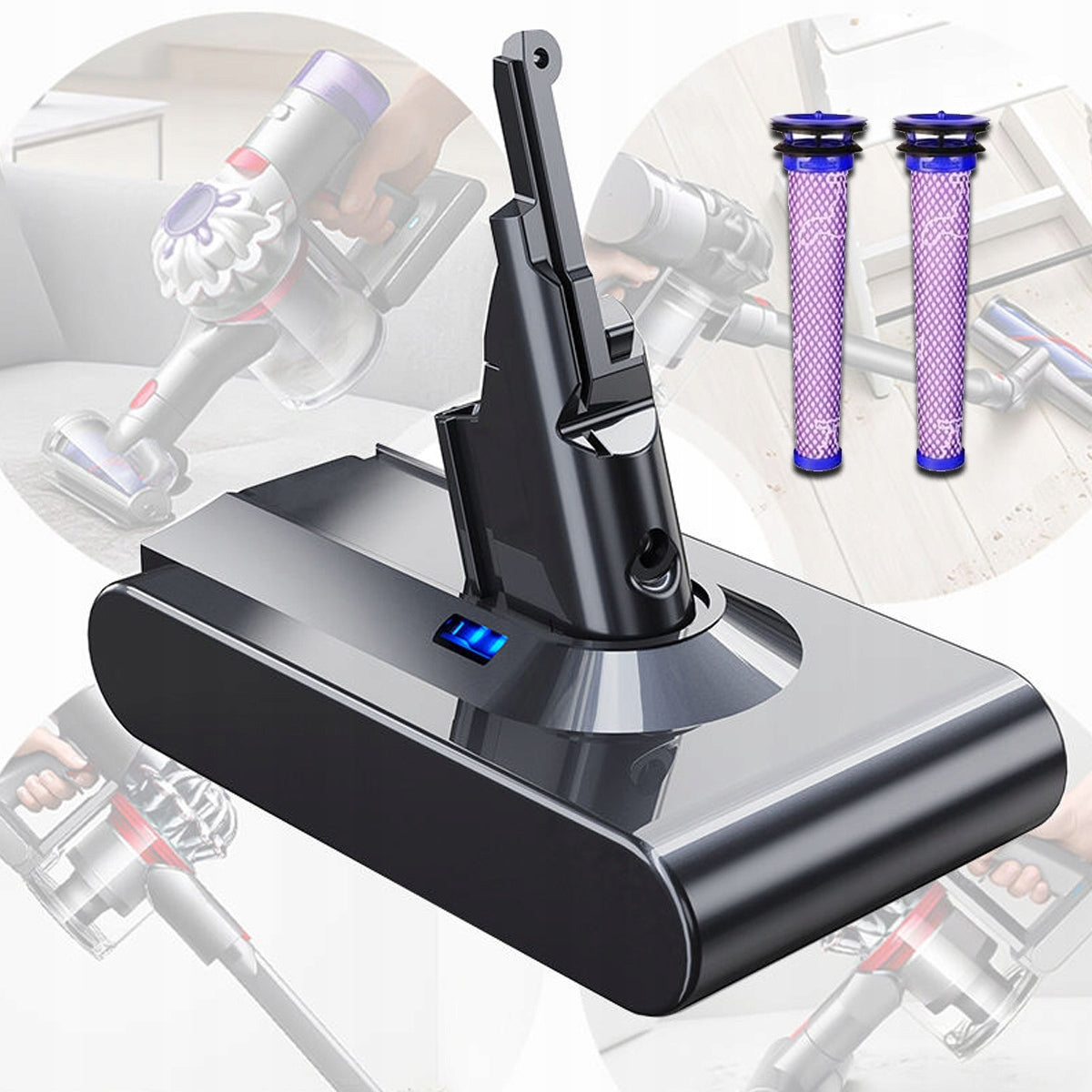 BATTERY FOR DYSON V8 ABSOLUTE ANIMAL FLUFFY MOTORHEAD SV10 21.6V