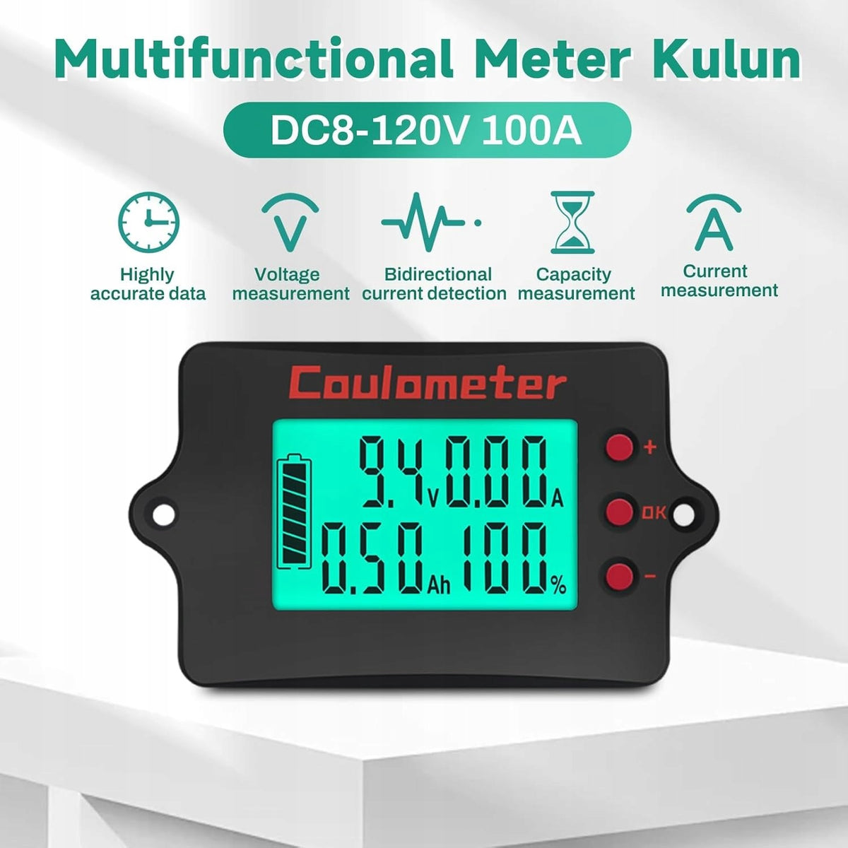 BATTERY MONITOR 100A VOLTAGE TESTER 8-120V SOLAR BALL METER Manufacturer code MONITOR AKUMULATORA 100A TESTER NAPIĘCIA