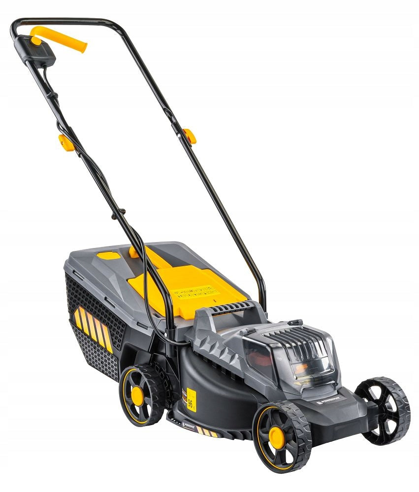 BATTERY MOWER 21V 4AH CHARGER 2X BATTERY STRONG LIGHT BASKET 30L Manufacturer code PM1326