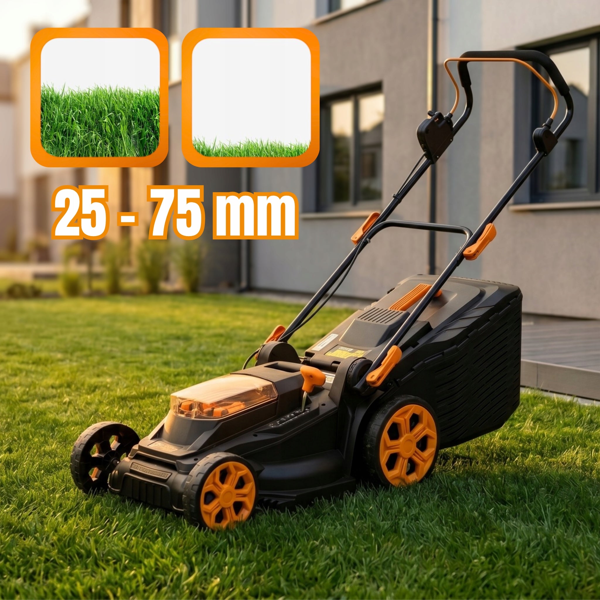 BATTERY MOWER 38CM 45L 40V INDUCTION MOTOR + CHARGER + 2X AKU Basket capacity 45 l
