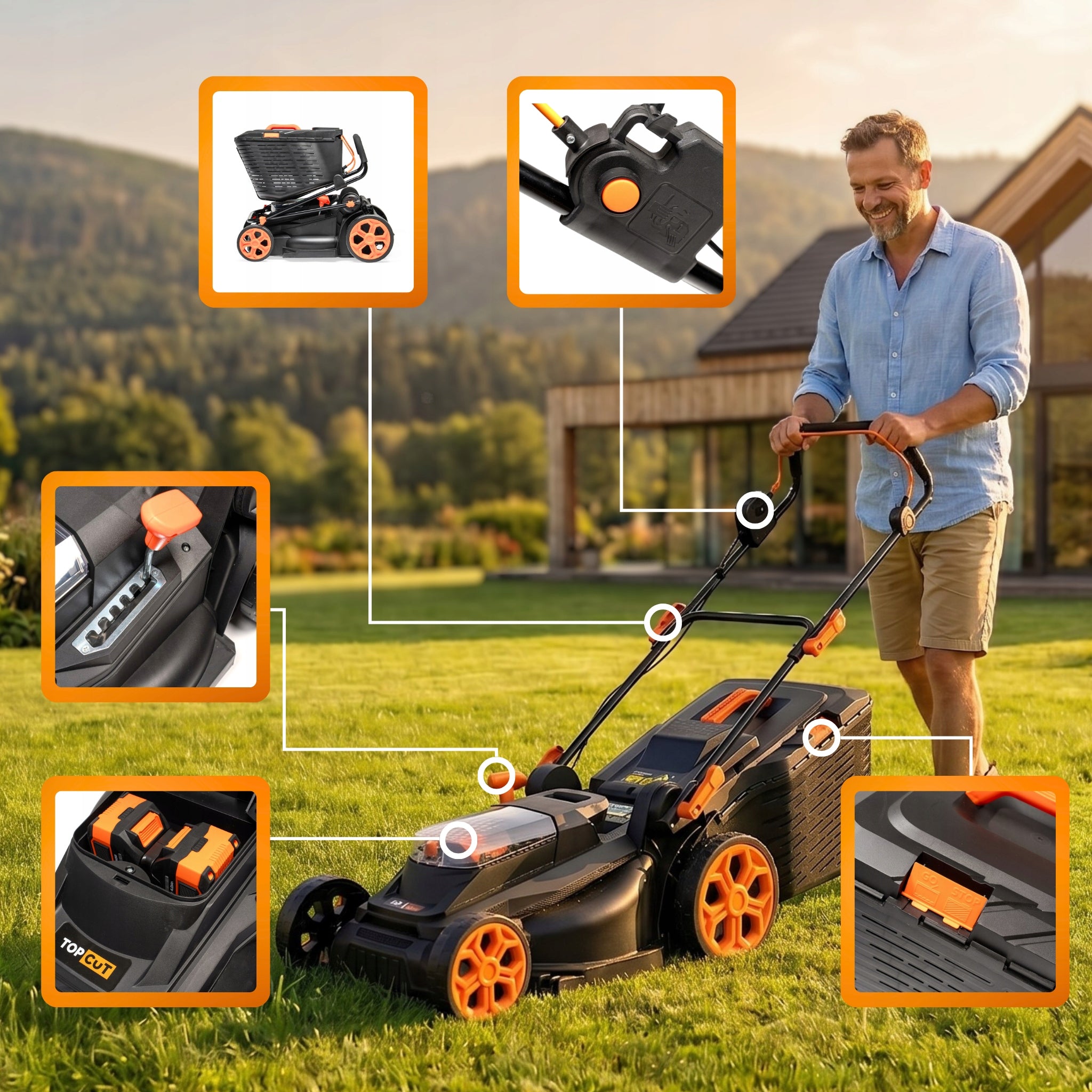 BATTERY MOWER 38CM 45L 40V INDUCTION MOTOR + CHARGER + 2X AKU Manufacturer code 5905842547612