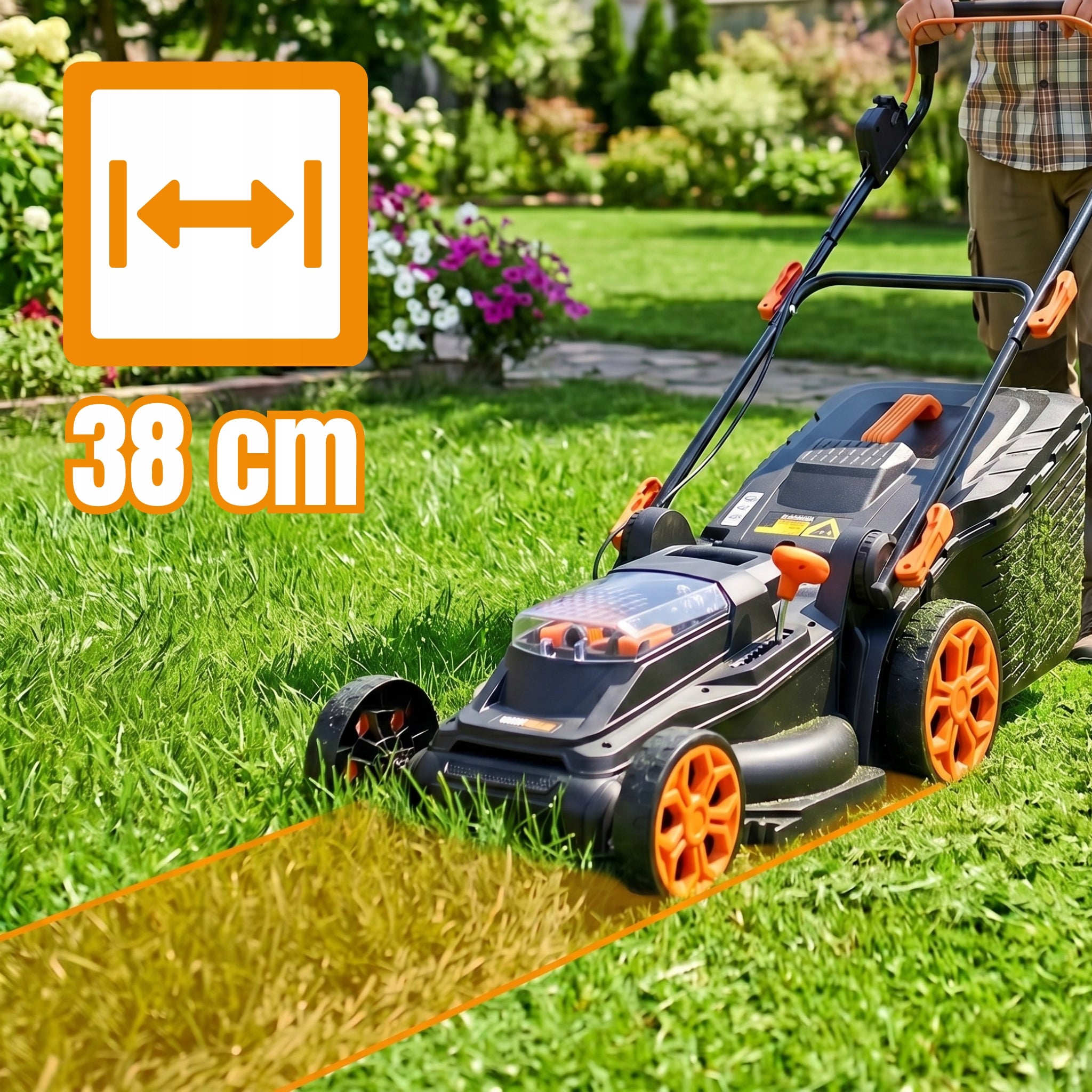 BATTERY MOWER 38CM 45L 40V INDUCTION MOTOR + CHARGER + 2X AKU Model TC-LB-38-40V