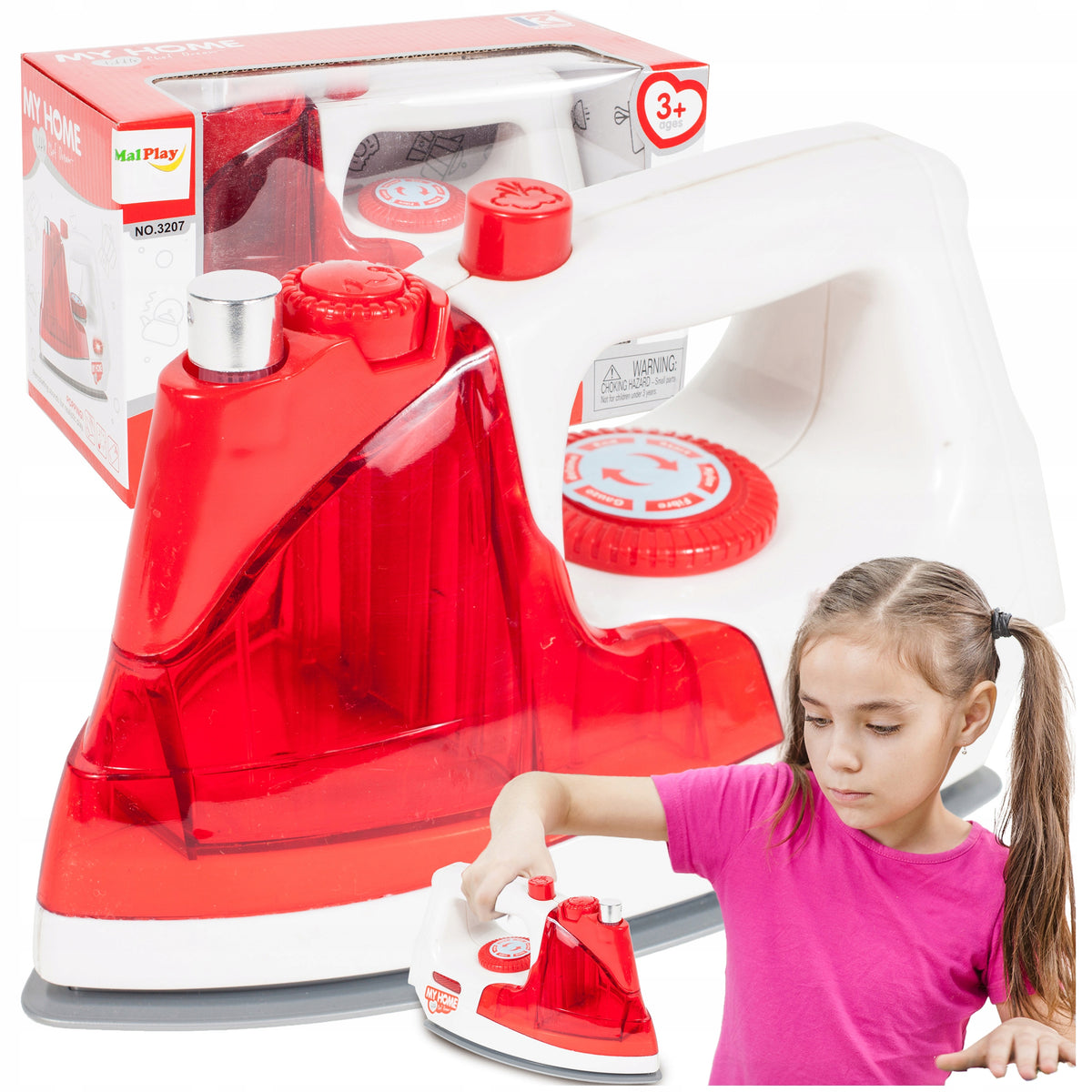 BATTERY OPERATED CHILDREN'S IRON WITH IRONING WASHER LIGHT SOUND
