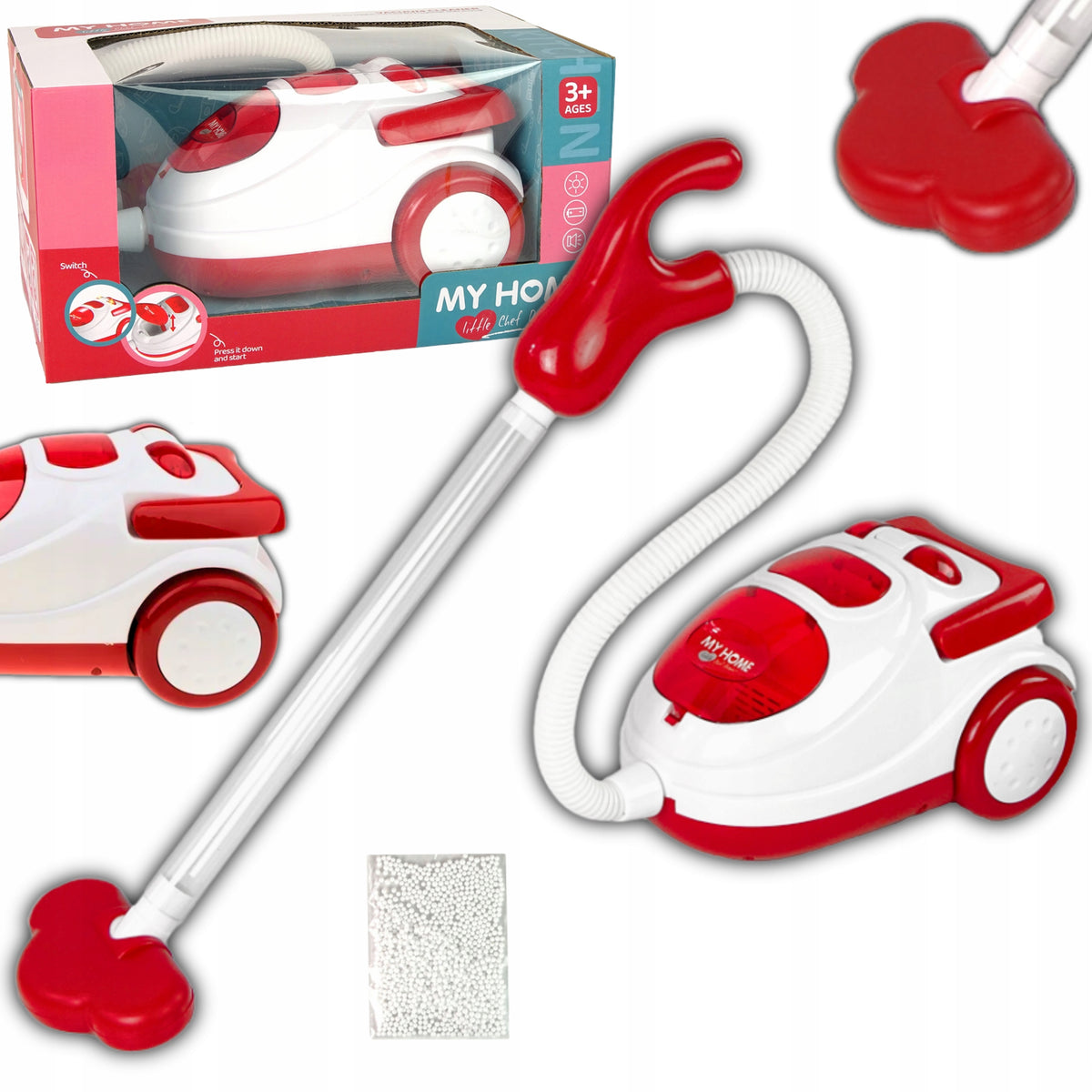 BATTERY-OPERATED INTERACTIVE CLEANING VACUUM CLEANER FOR CHILDREN TOY PULLS