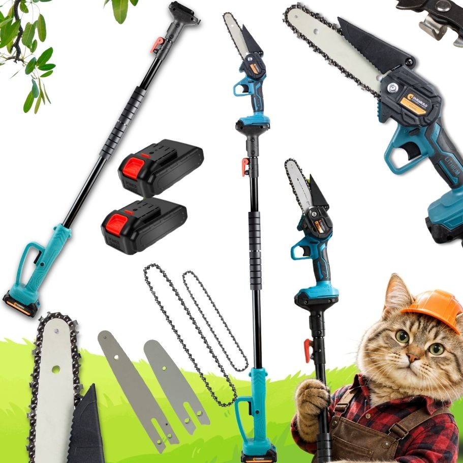 BATTERY OPERATED SAW WITH TELESCOPIC BOOM SUPER GARDEN TREE KIT