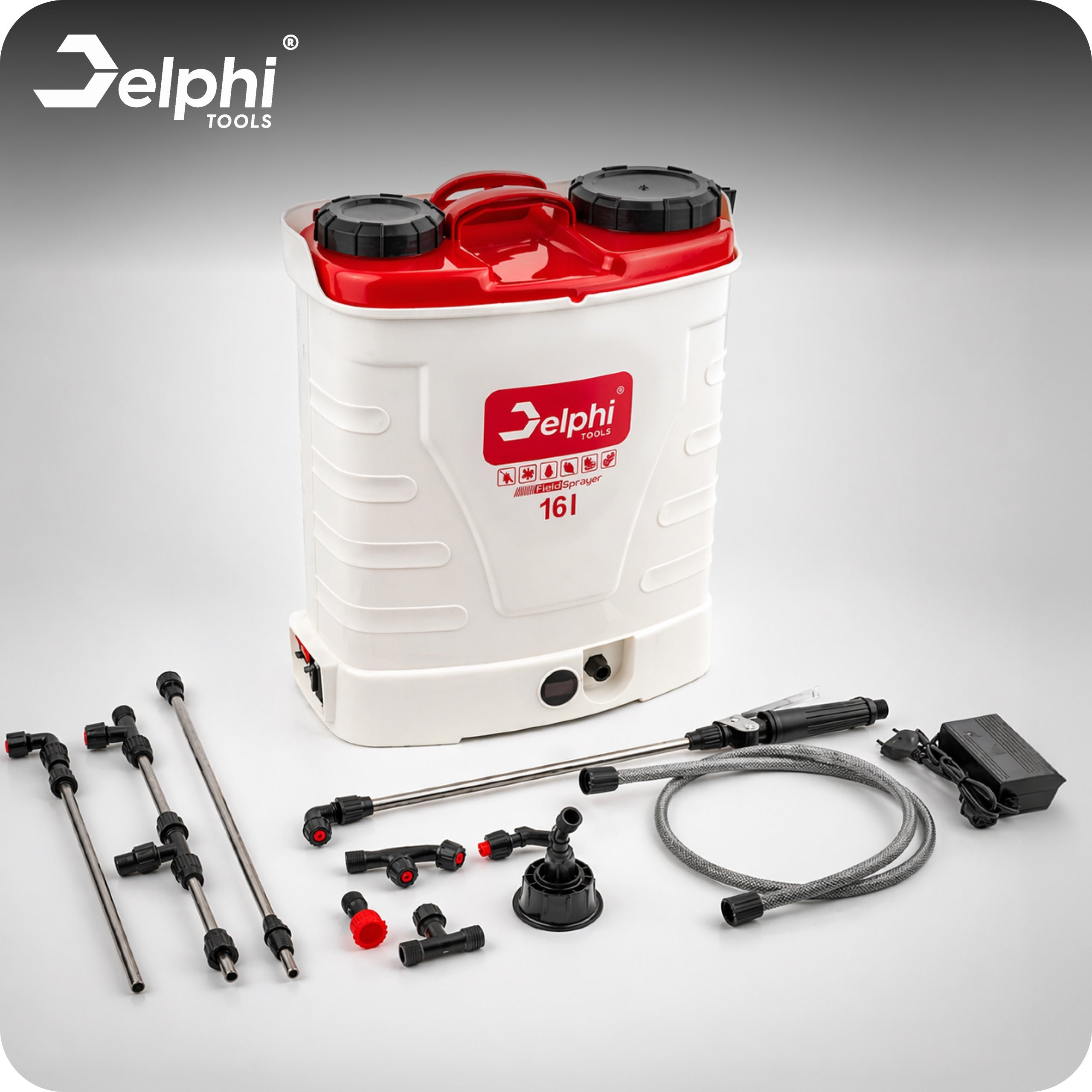 BATTERY PRESSURE BACKPACK SPRAYER 16L GARDEN 8Ah NOZZLES HOSE Packaging status original