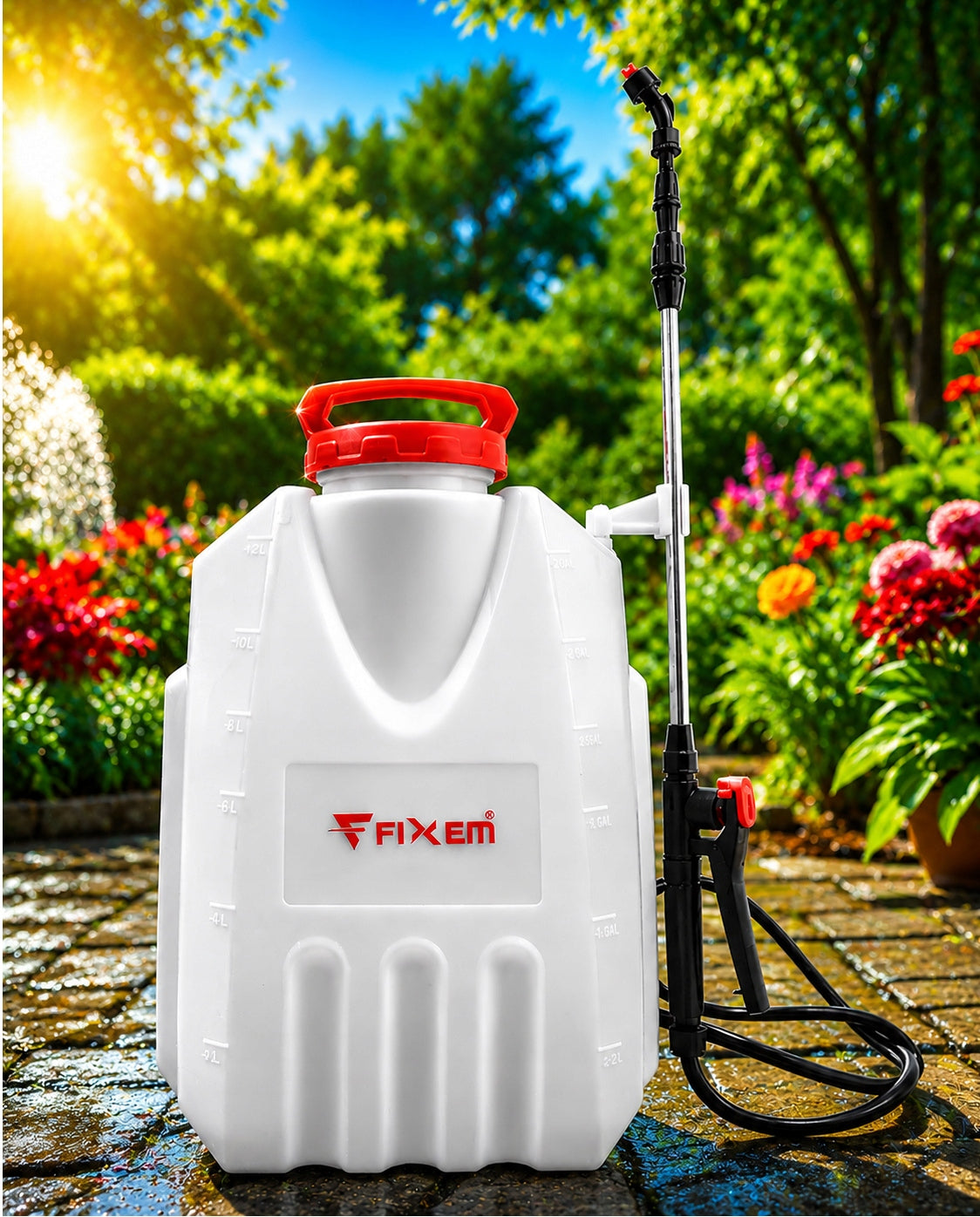 BATTERY PRESSURE SPRAYER BACKPACK ELECTRIC 12L LANCE 117cm Brand Fixem