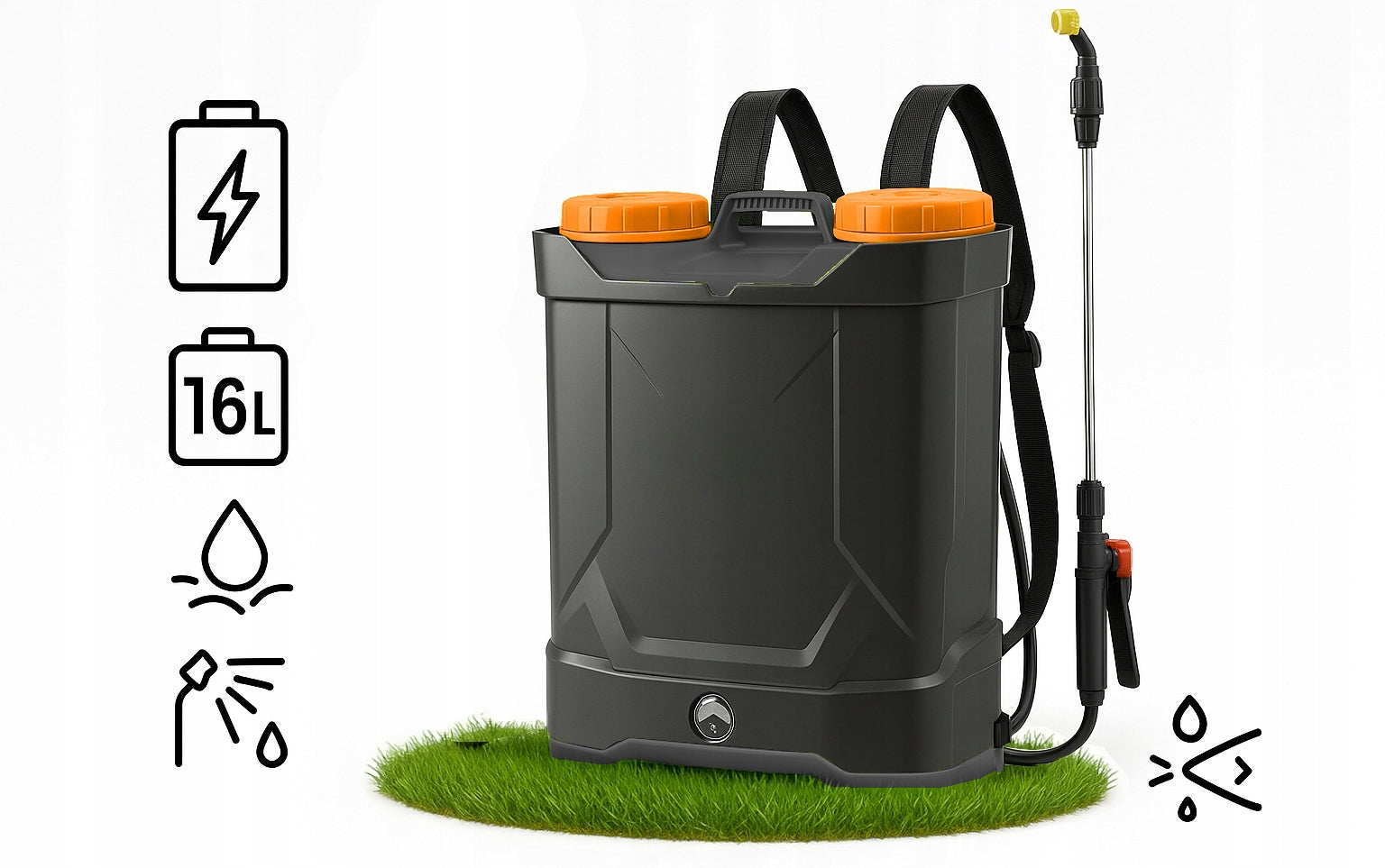 BATTERY PRESSURE SPRAYER Backpack 16L LANCE Nozzles SET Manufacturer code 5908037483559