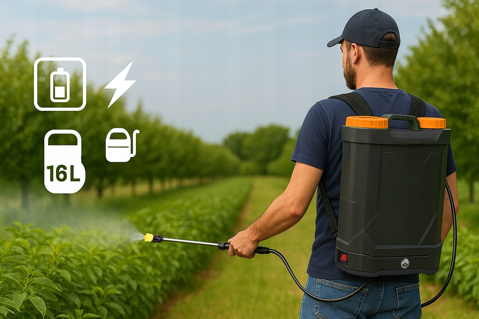 BATTERY PRESSURE SPRAYER Backpack 16L LANCE Nozzles SET Packaging status original