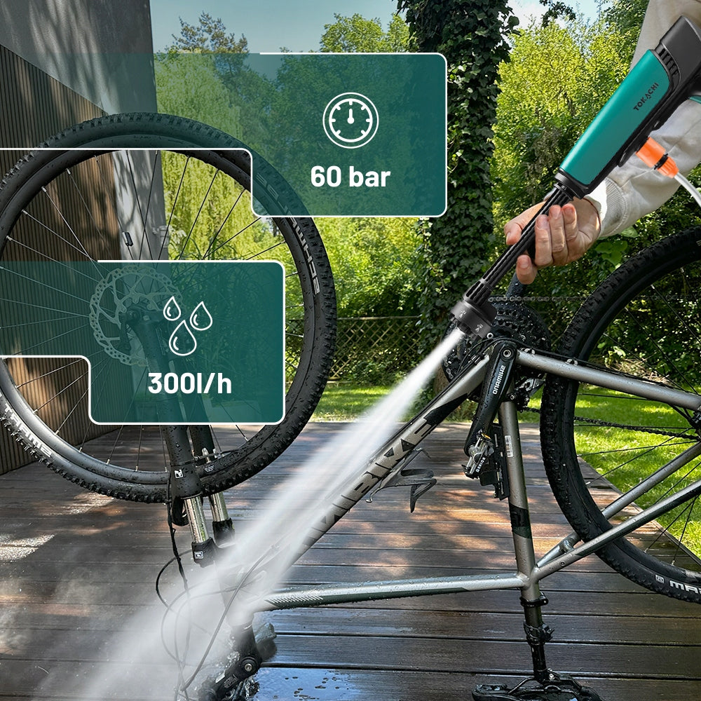 BATTERY PRESSURE WASHER MULTI NOZZLE POWERFUL 60bar FOR GARDEN 2xAKU 4Ah Operating pressure 20 bar