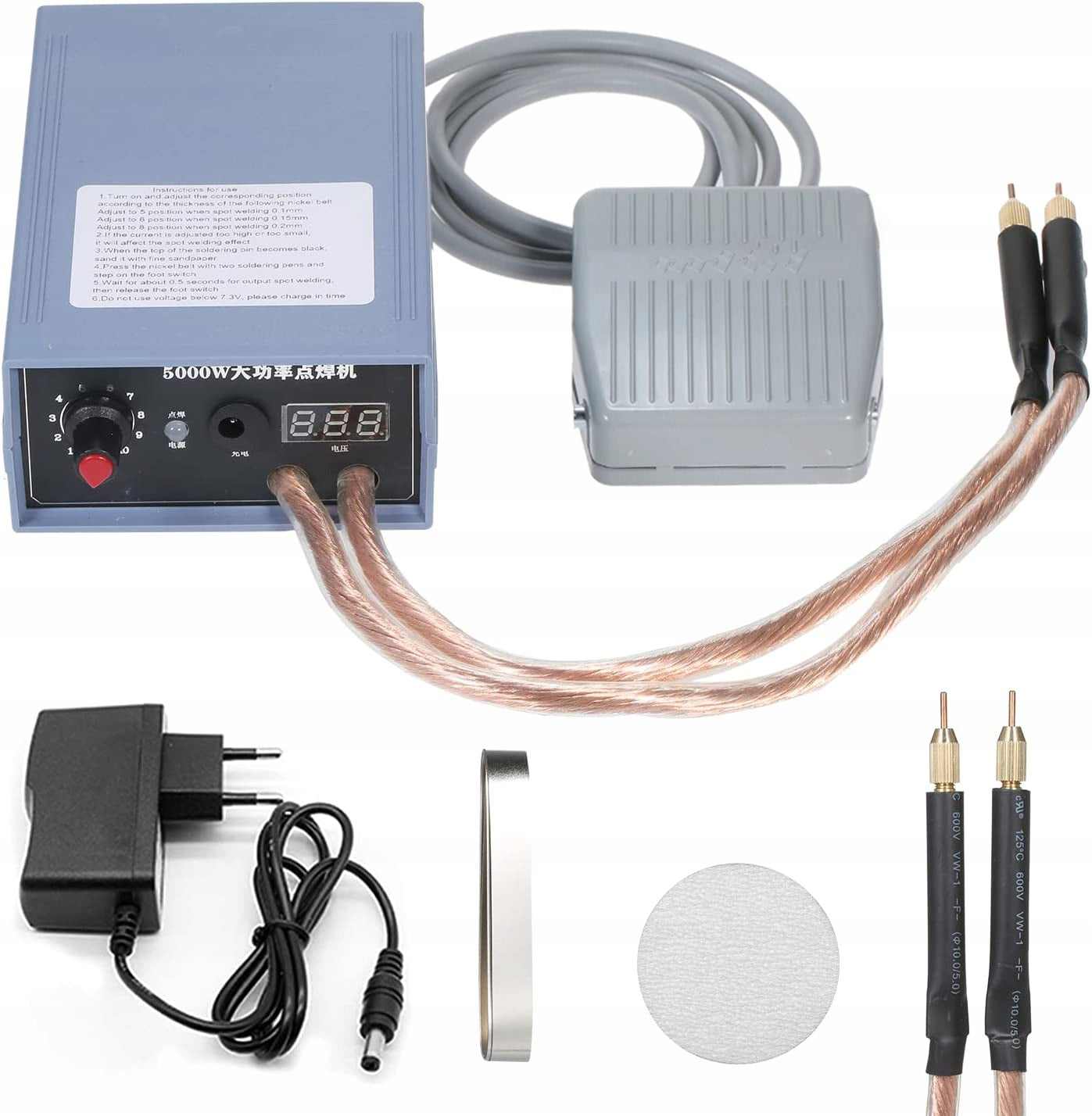 BATTERY SPOT WELDING MACHINE WITH 5000W 0-800A POWER PEDAL SWITCH Batteries included no