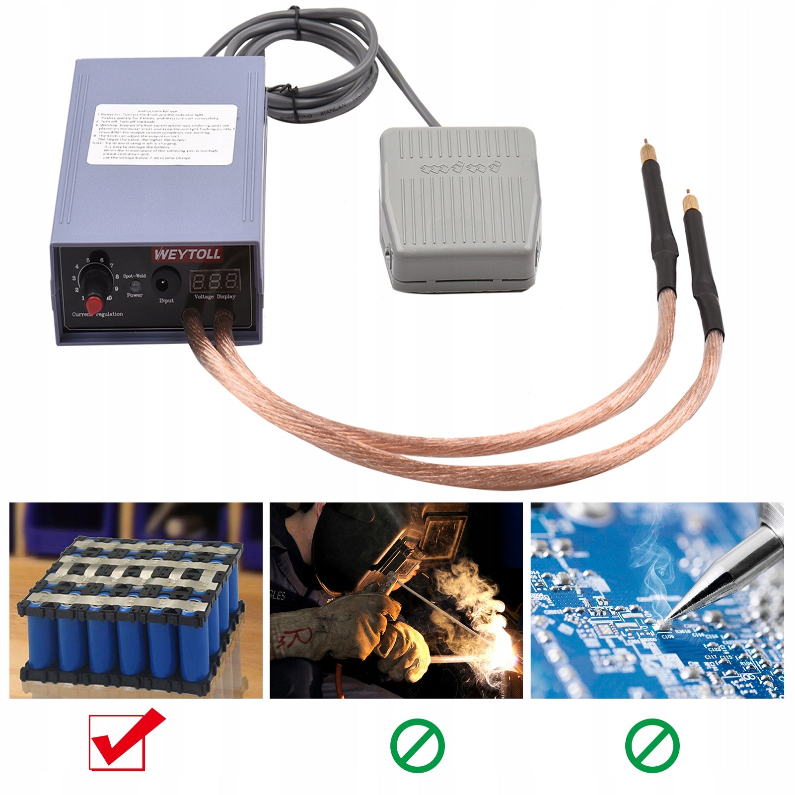 BATTERY SPOT WELDING MACHINE WITH 5000W 0-800A POWER PEDAL SWITCH