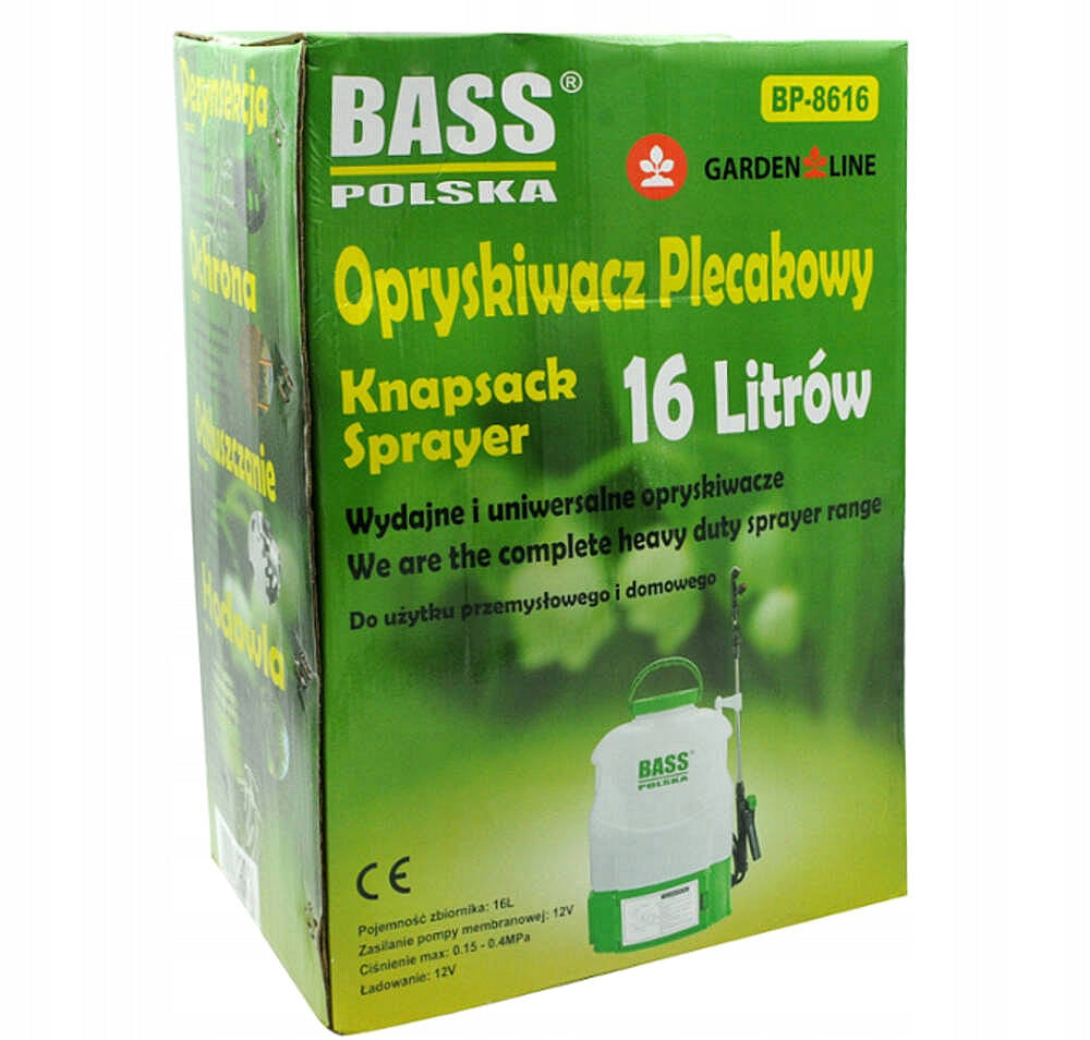 BATTERY SPRAYER B-4 GARDEN 16L PRESSURE FOR BACK +4NOZZLES Spray range 120 cm