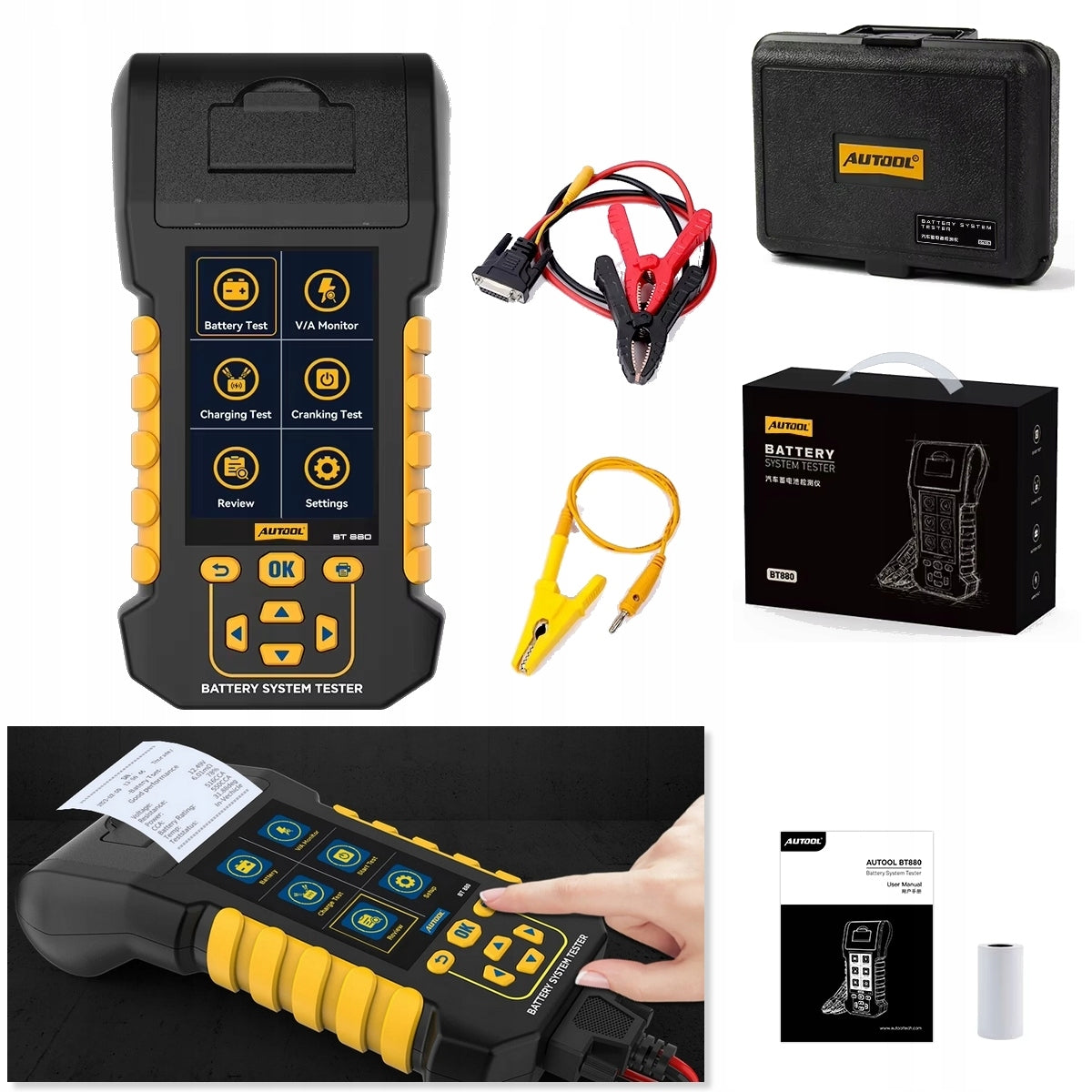 BATTERY TESTER 12v 24v Autool BT880 with PRINTER METER
