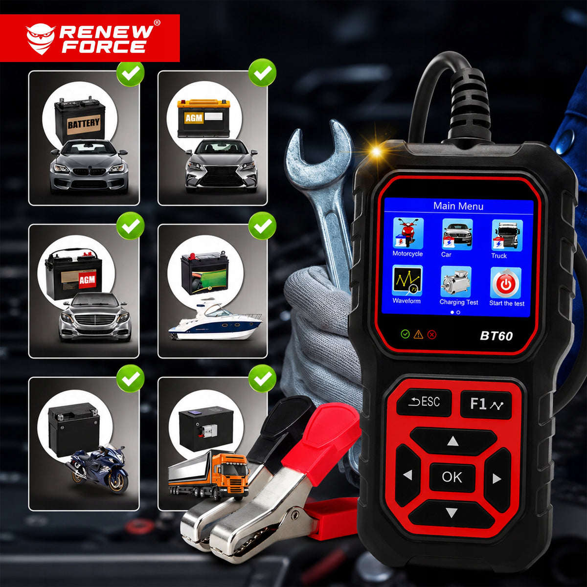 BATTERY TESTER 6V 12V 24V MOTORCYCLE CAR BUS POLISH MENU + CABLE Manufacturer code MIERNIK NAPIĘCIA ROZRUCHU SOH SOC WYŚWIETLACZ
