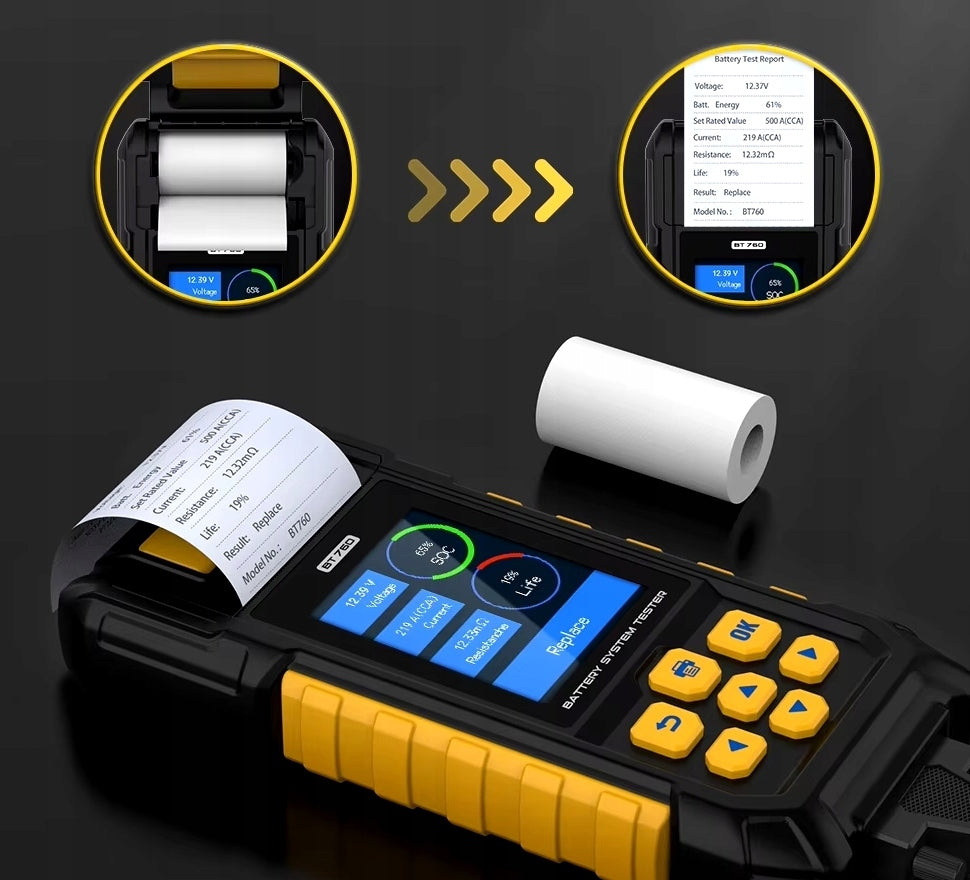 BATTERY TESTER WITH PRINTER 12v 24v Autool BT760 METER Brand Autool
