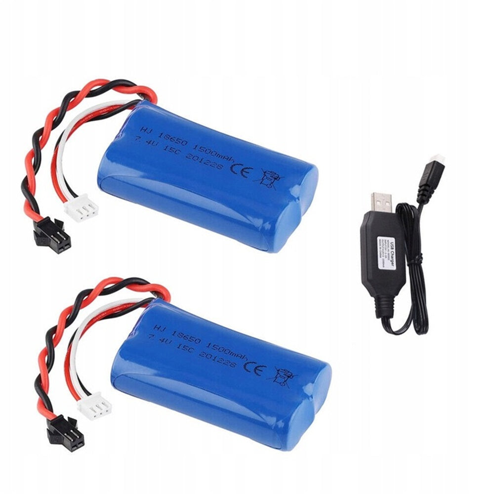 BATTERY UP TO 1500MAH 7,4V CELL PLUG SM JST-XH 3 PIN 2 PCS