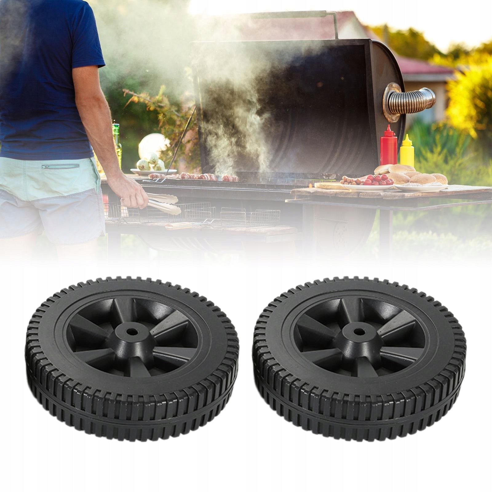 BBQ Grill Wheel Universal Wheel Hand Truck Tires Barbecue Accessories 2Pcs Wheels number 2