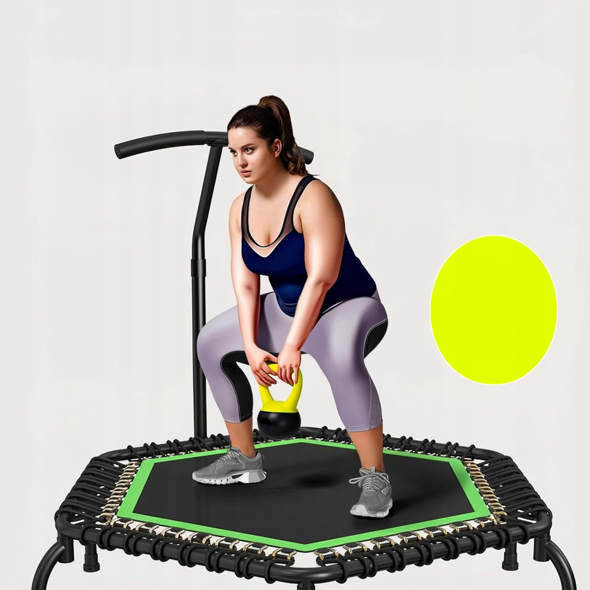 BCAN Fitness Trampoline with Handle for Adults, 250 kg, Quiet, 42 Links Mat diameter 127 cm