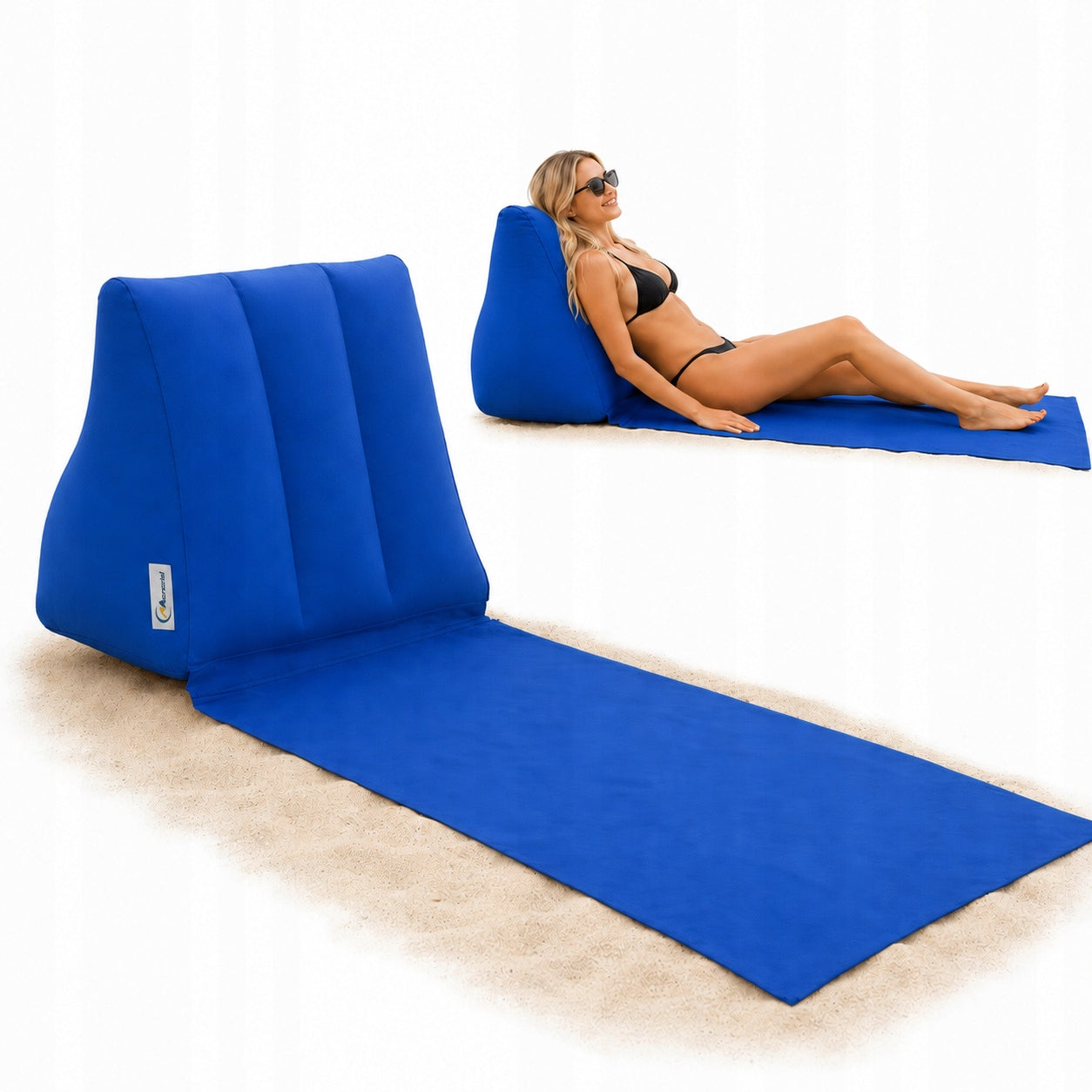 BEACH CHAIR BEACH MAT WITH BACKREST FOLDING SUN LOUNGER WATERPROOF INFLATABLE