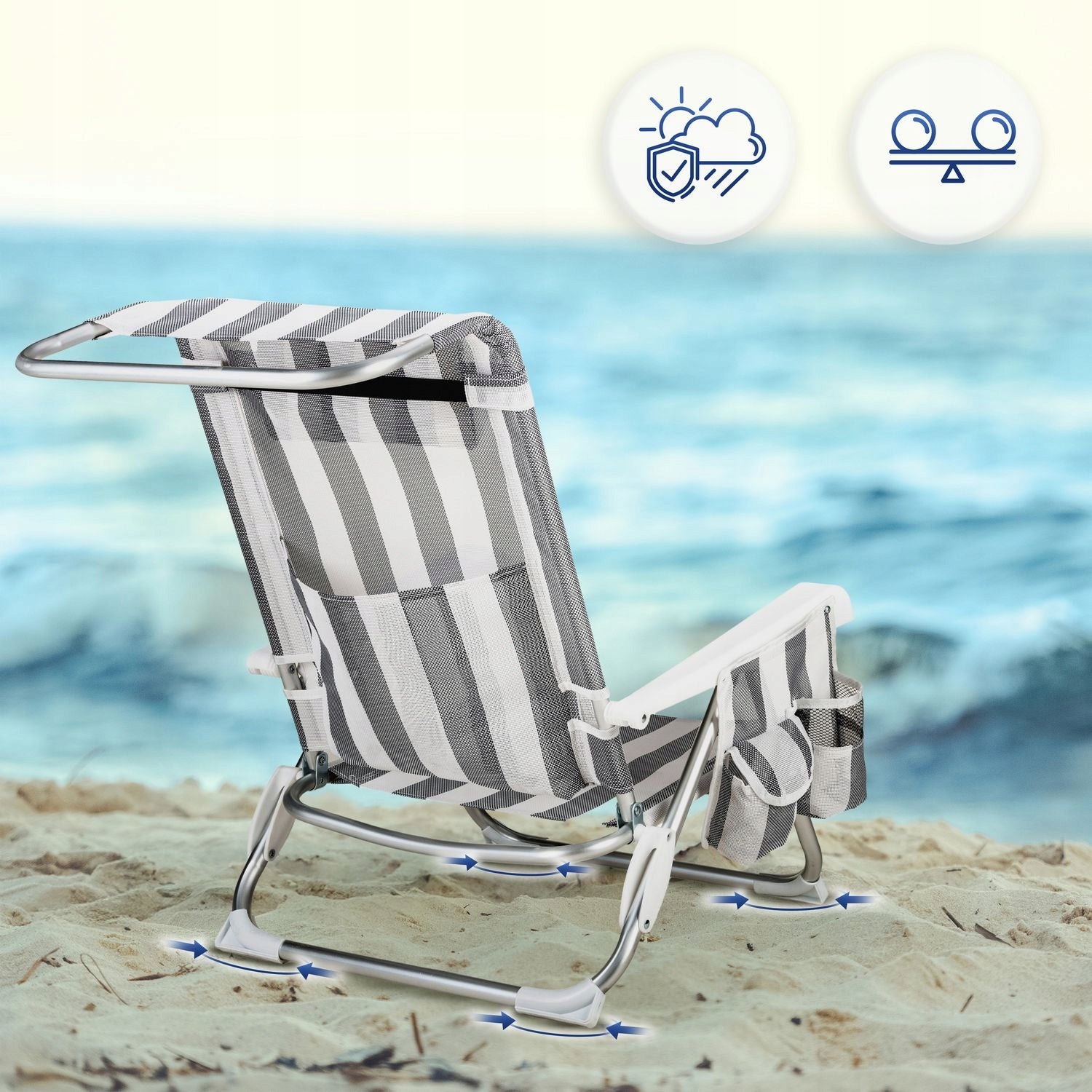 BEACH CHAIR FOLDING 2IN1 POCKET CUSHION OUTTEC Length (longer side) 103 cm