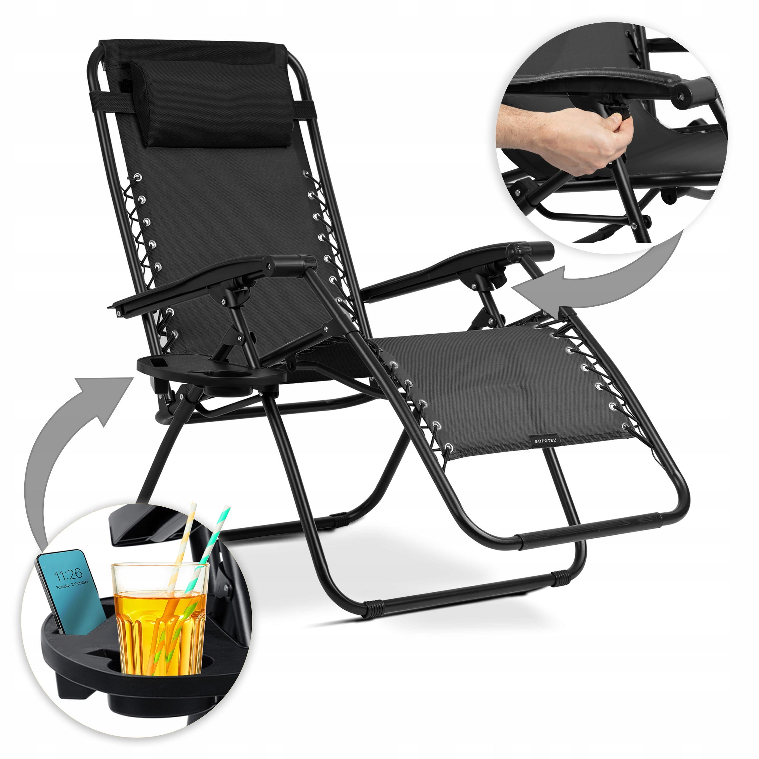 BEACH CHAIR FOLDING ARMCHAIR ZERO GRAVITY FOLDING Frame material metal