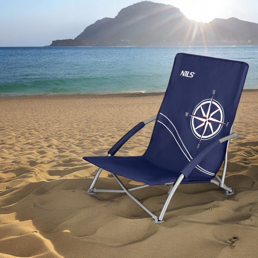 BEACH CHAIR FOLDING GARDEN HIKING CHAIR STEEL BLUE NILS CAMP Brand Nils Camp