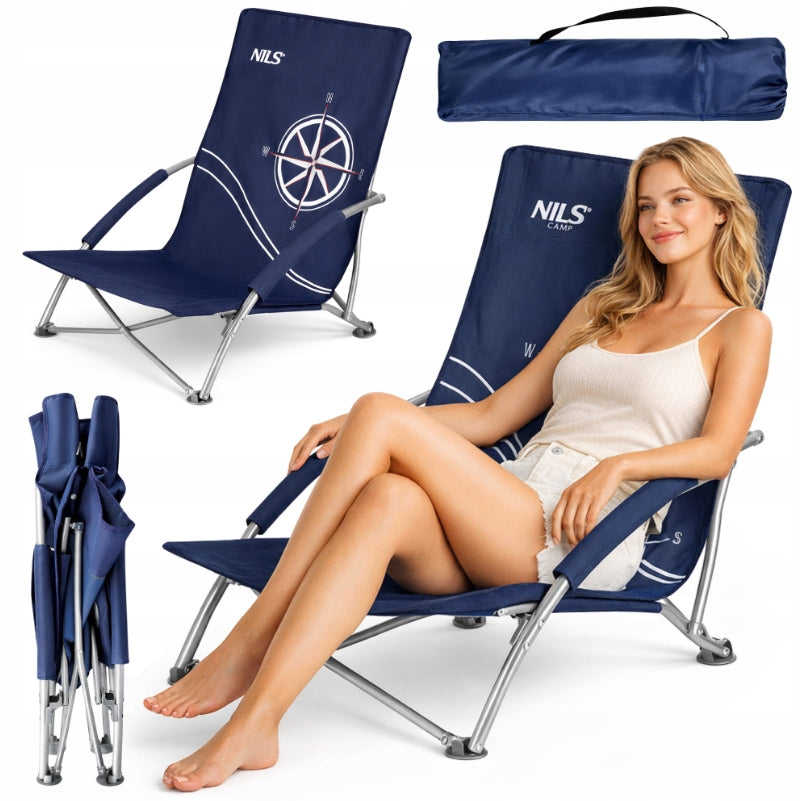BEACH CHAIR FOLDING GARDEN HIKING CHAIR STEEL BLUE NILS CAMP