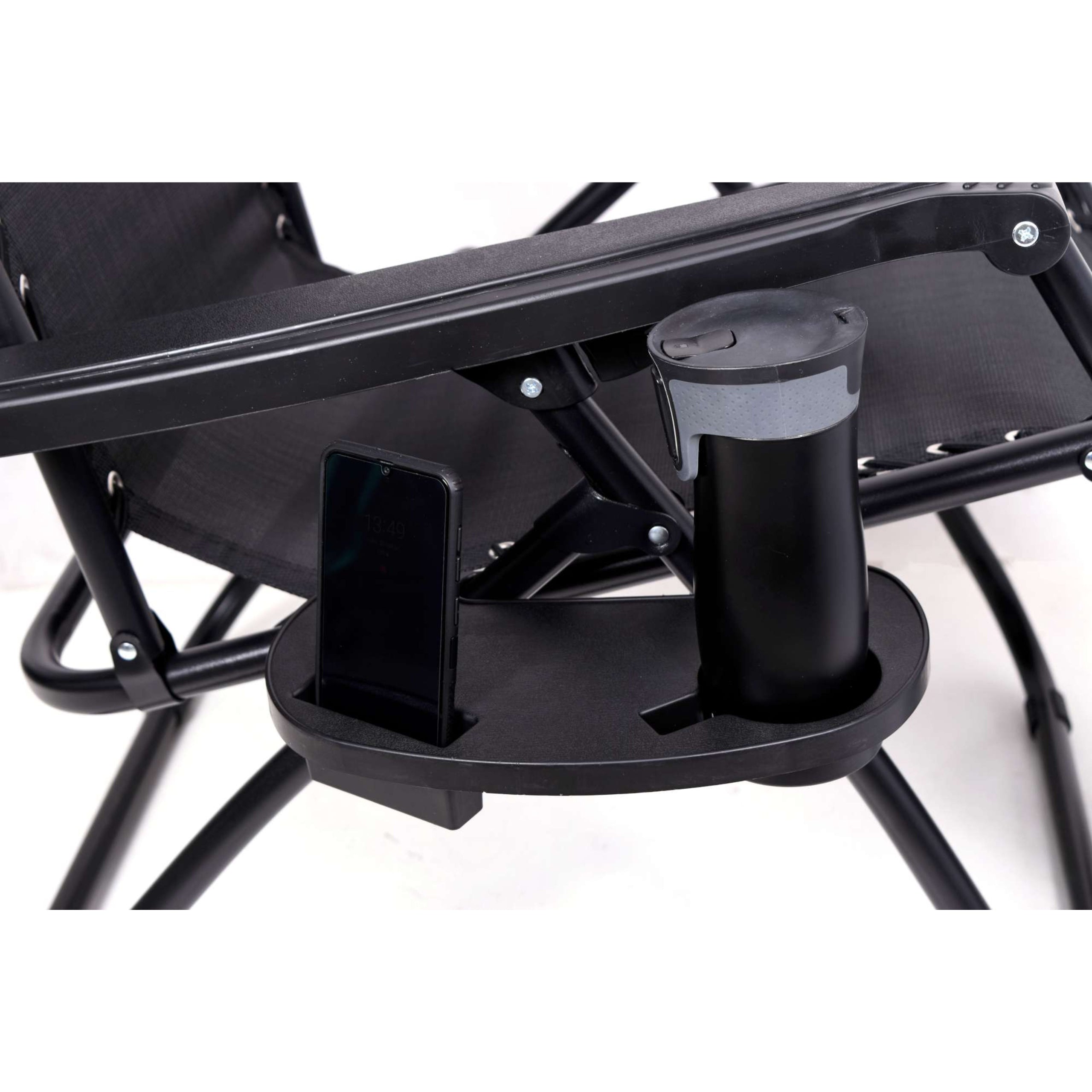 BEACH CHAIR FOLDINGFOR GARDEN ARMCHAIR TOURIST CHAIR +TABLE Color black