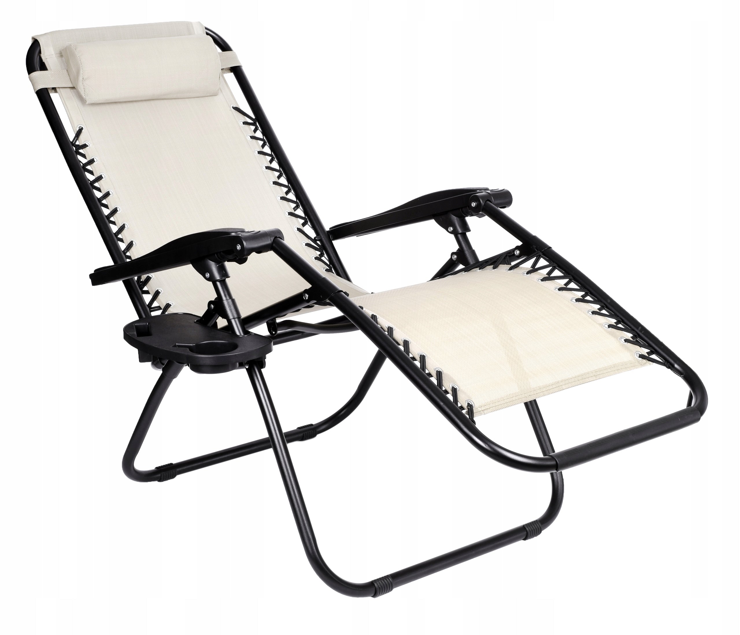 BEACH CHAIR GARDEN FOLDING ARMCHAIR FOR CAMPING TERRACE ZERO GRAVITY Color beige