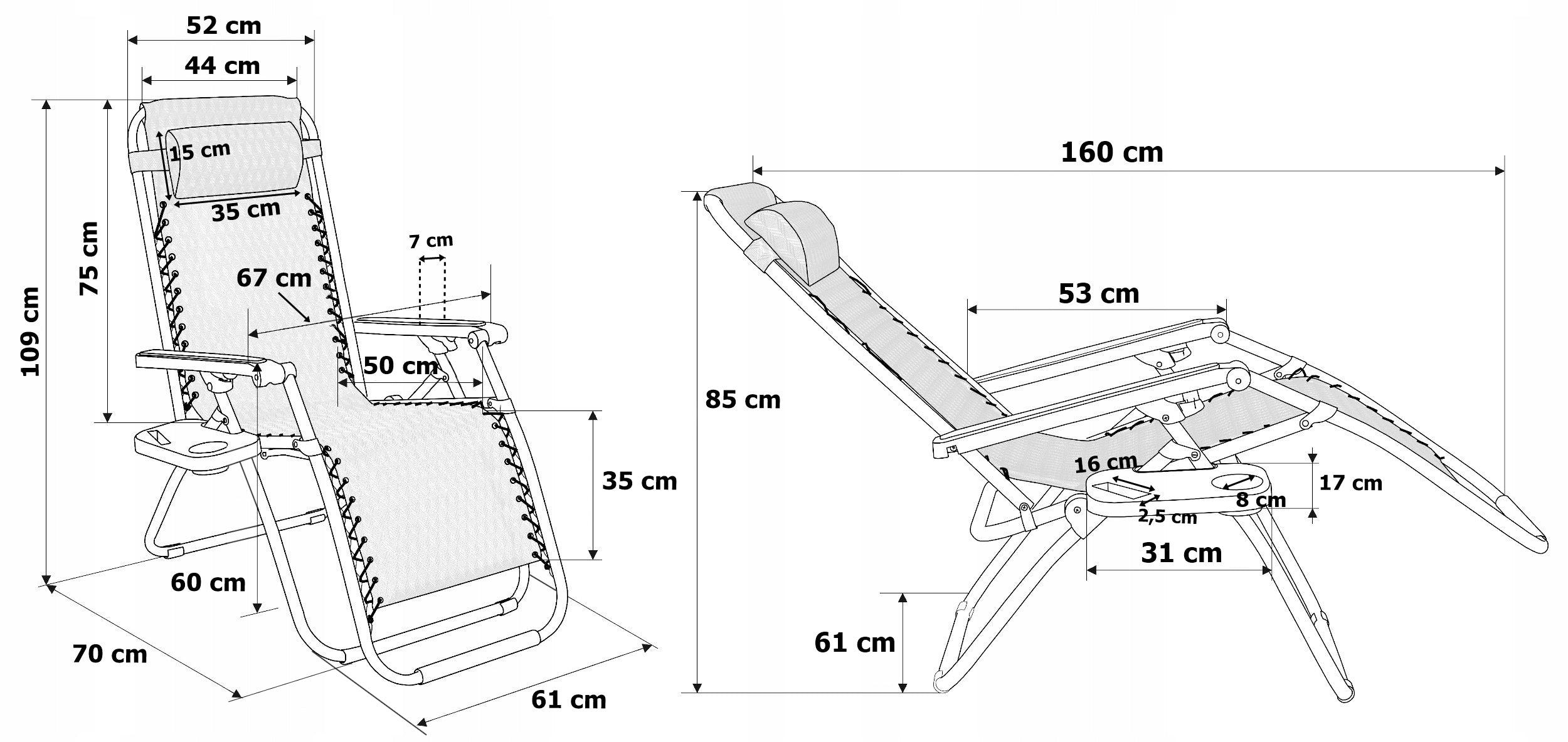 BEACH CHAIR GARDEN FOLDING ARMCHAIR FOR CAMPING TERRACE ZERO GRAVITY Model Orion Zero Gravity