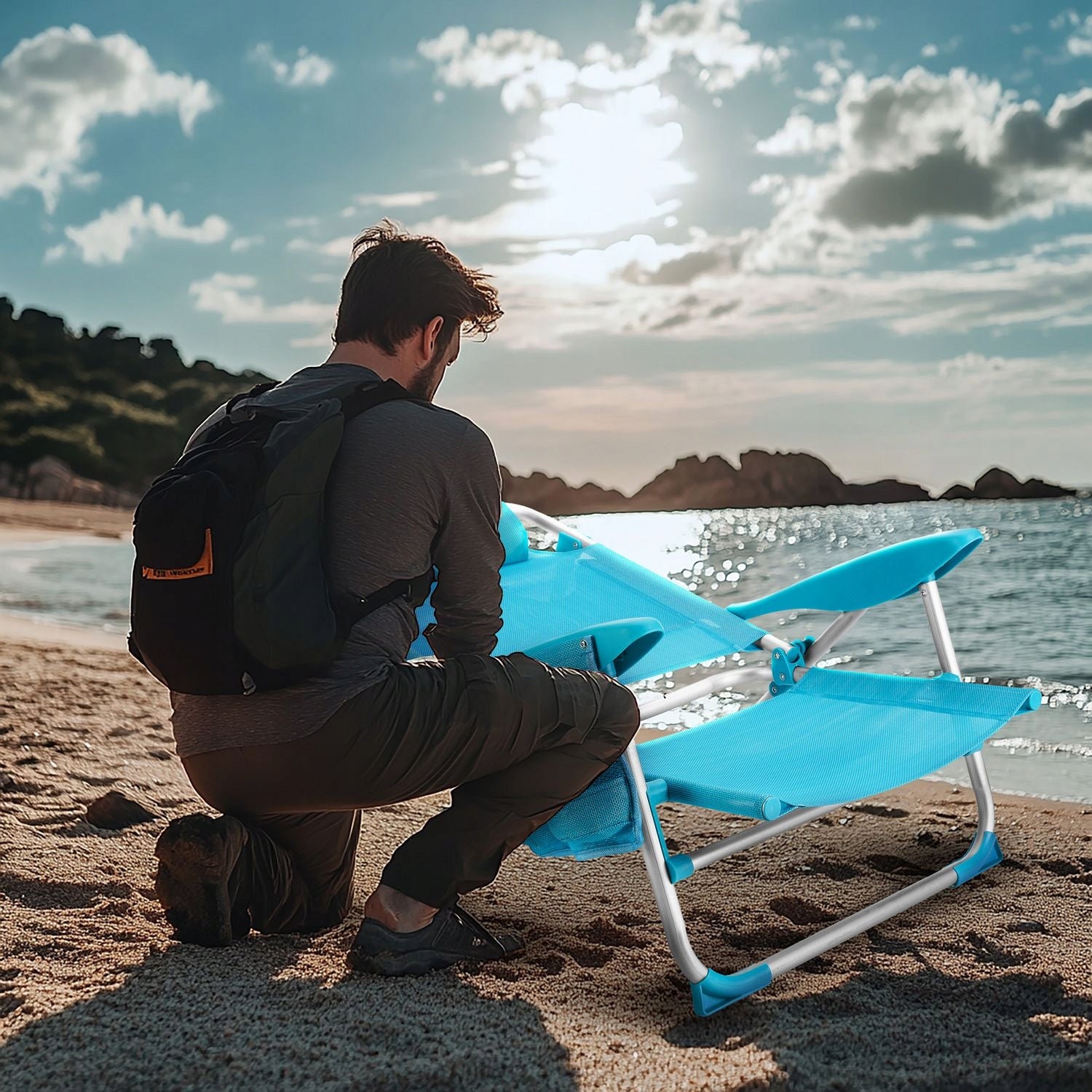 BEACH CHAIR HIKING FOLDING SET 2IN1 OUTTEC Brand Outtec