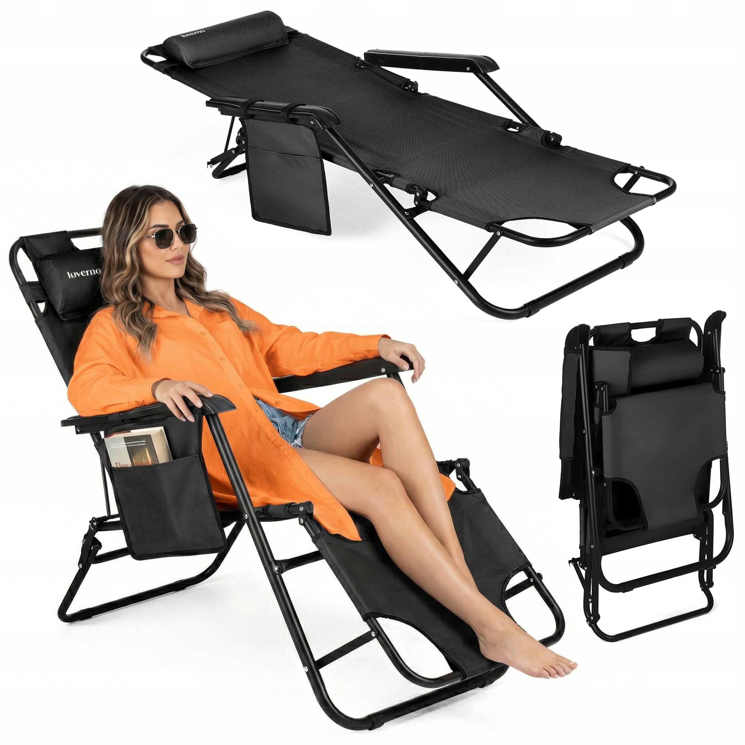 BEACH CHAIR WITH BACKREST LIGHT FOR CAMPING TERRACE LUVERNO