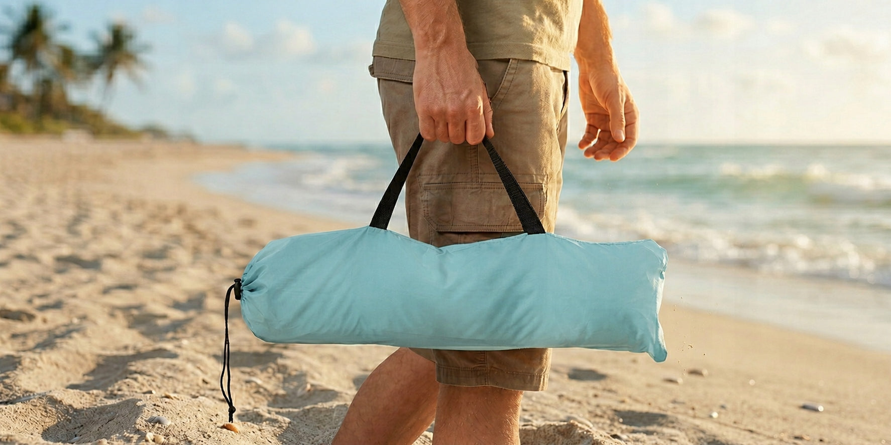 BEACH CHAIR YS-32 FOLDING BLUE WITH MOBILE BAG LIGHT FOR HOLIDAYS Packaging status original