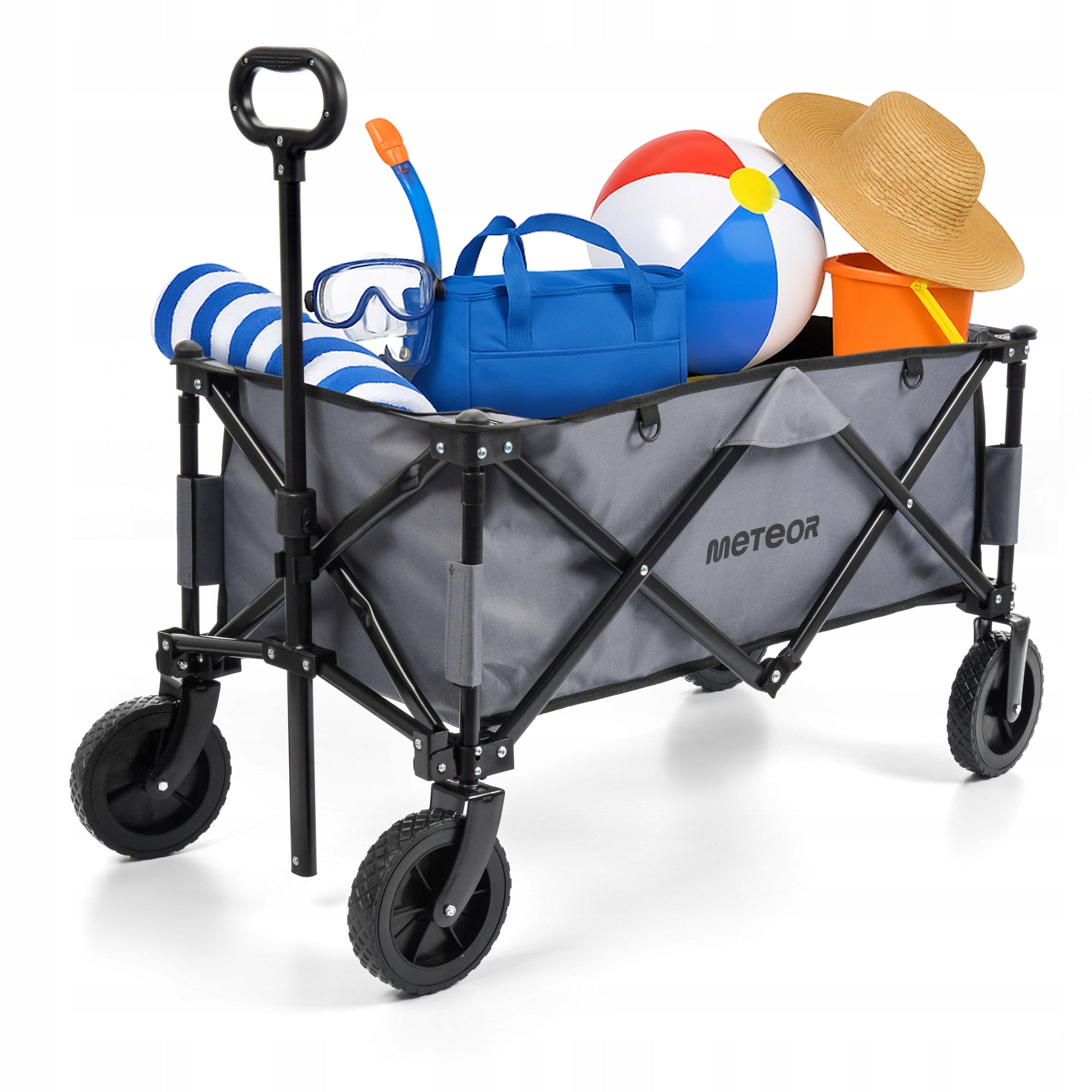 BEACH FOLDING TRANSPORT TROLLEY METEOR for shopping trip with cover