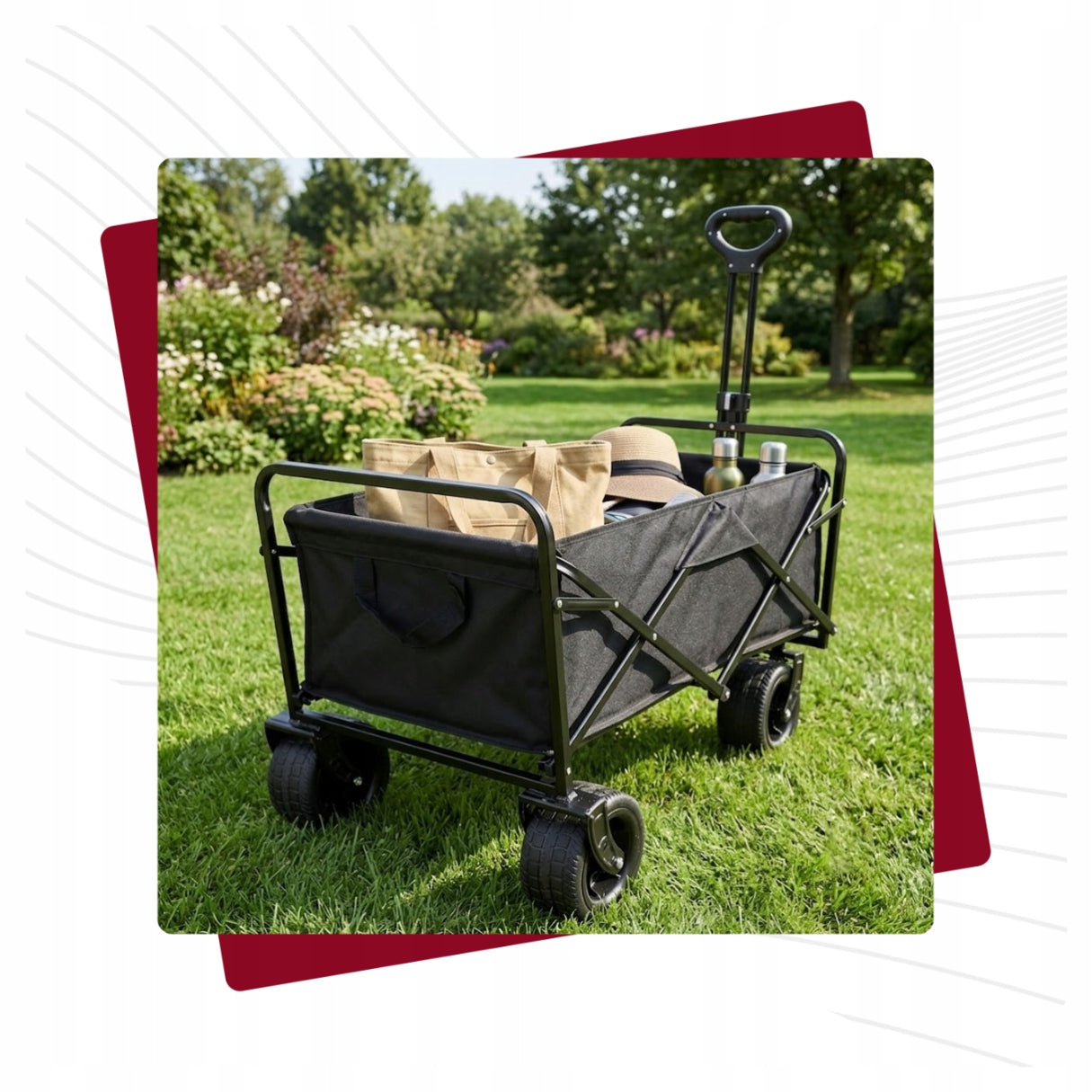 BEACH HIKING TROLLEY GARDEN FOLDING WHEELBARROW trailer XL 150kg Manufacturer code Solidny turystyczny plażowy taczka