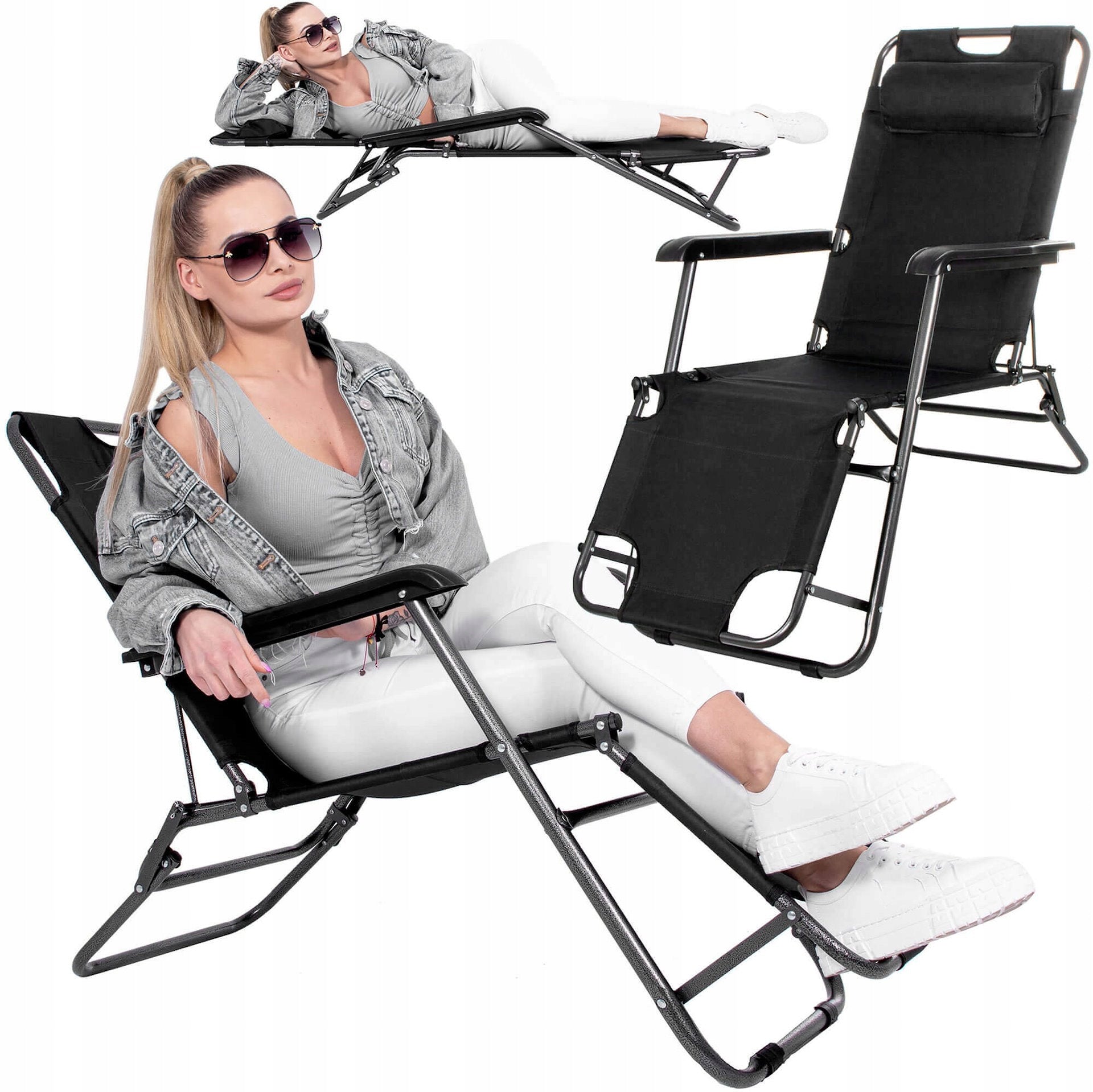 BEACH LOUNGER FOLDING CHAIR ZERO GRAVITY TOURIST CHAIR 2in1 Frame material metal