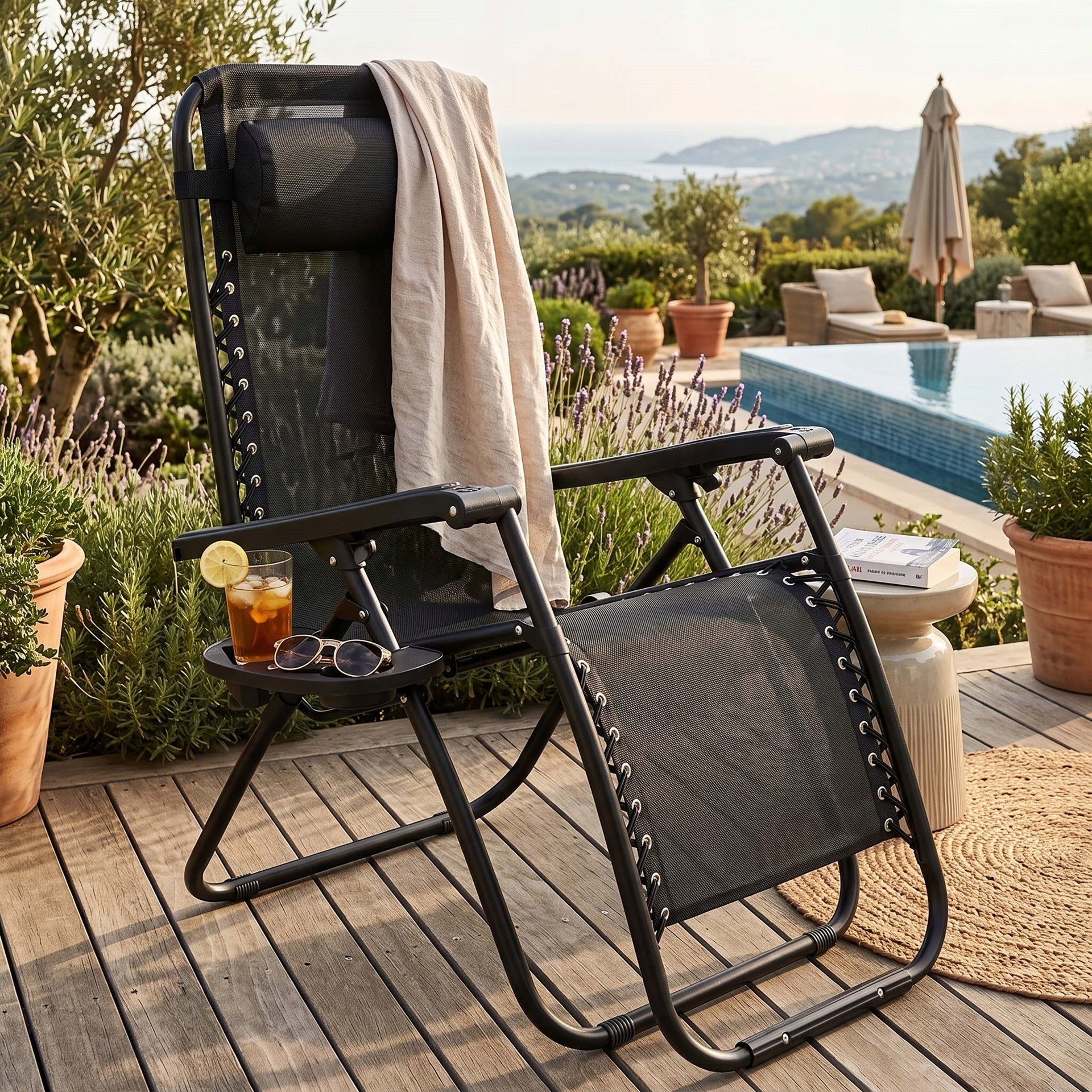 BEACH LOUNGER FOLDING CHAIR ZERO GRAVITY TOURIST CHAIR 2in1 Manufacturer code GC0009