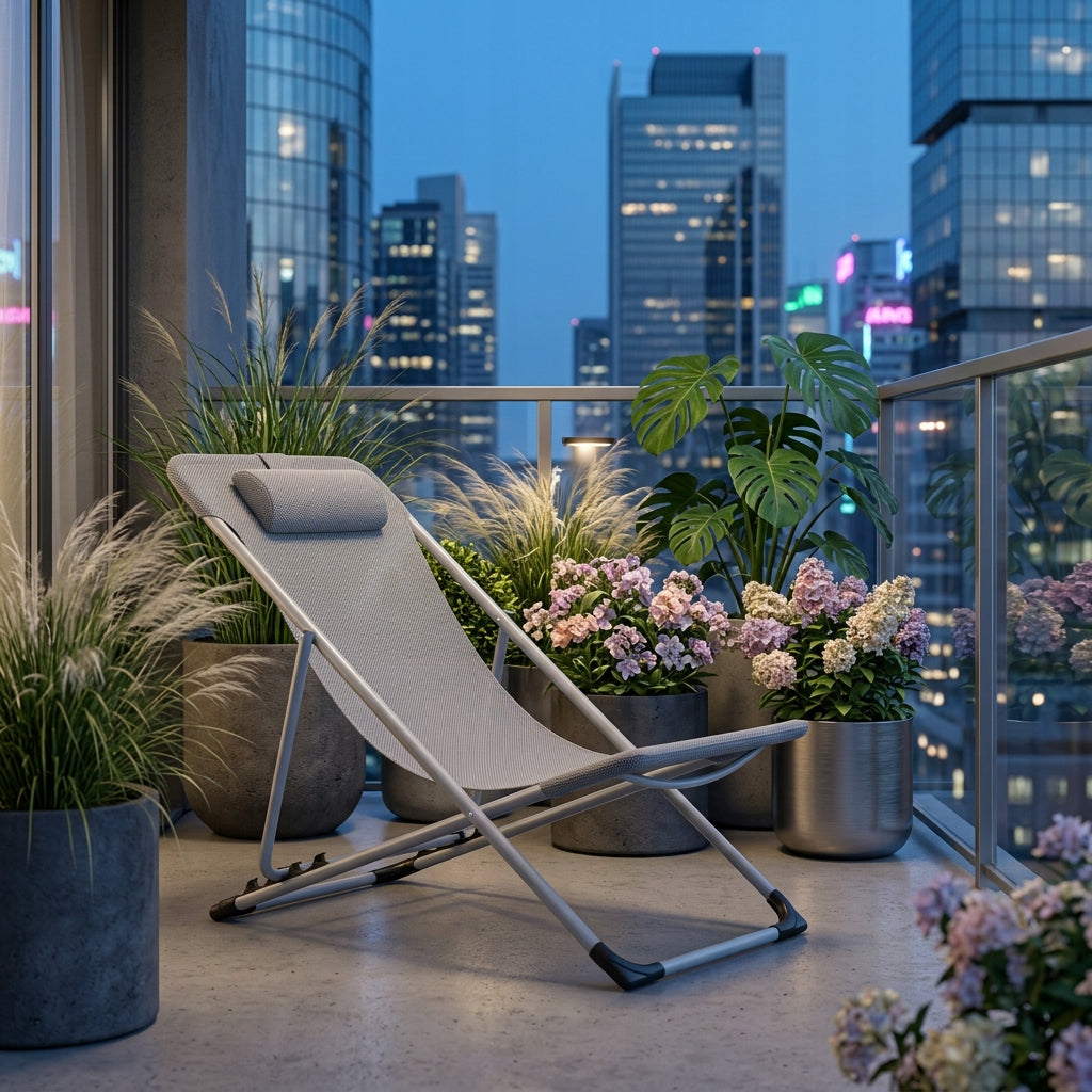 BEACH LOUNGER FOR BALCONY FOLDING ADJUSTABLE GREY LIGHT YS-31 Model YS-31