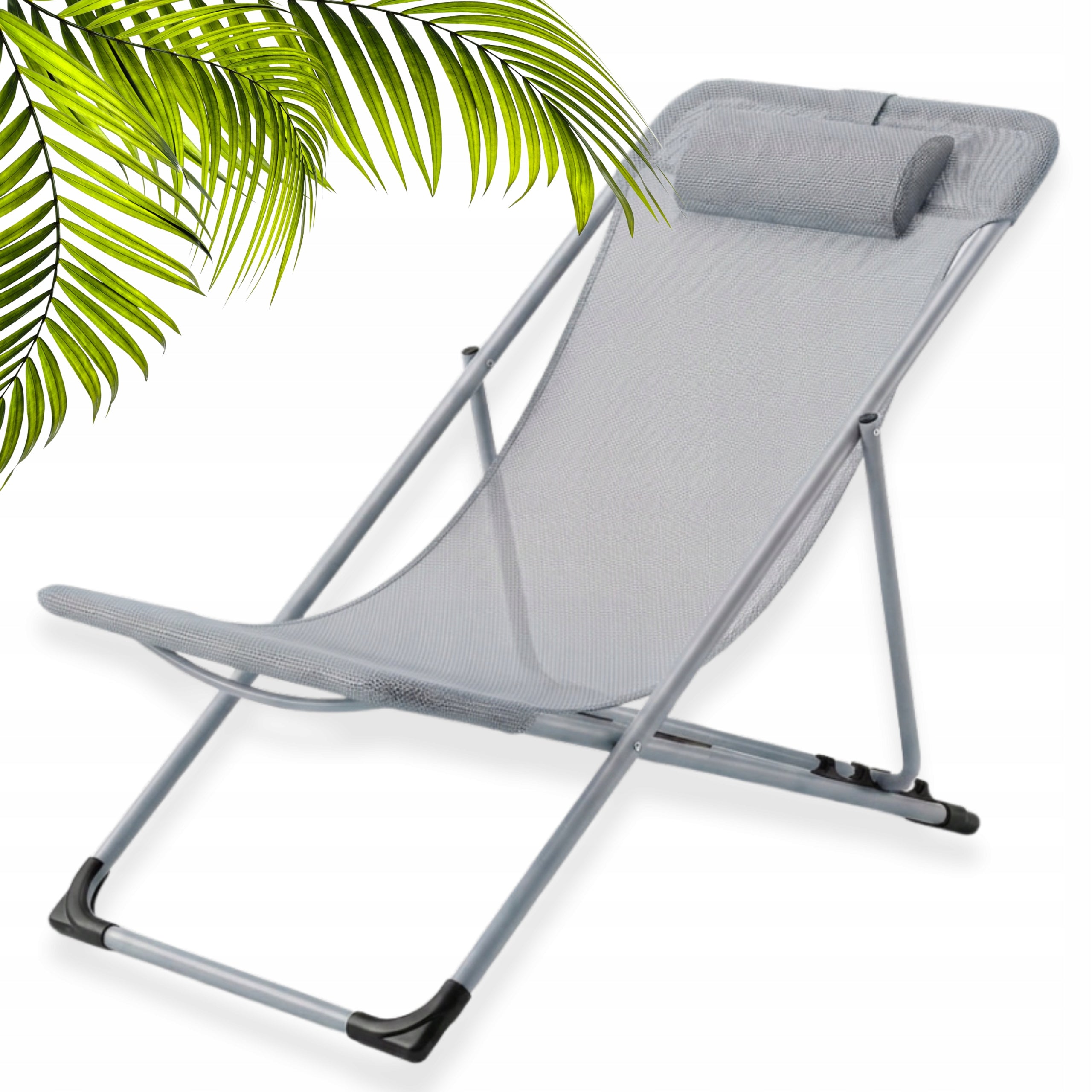 BEACH LOUNGER FOR BALCONY FOLDING ADJUSTABLE GREY LIGHT YS-31