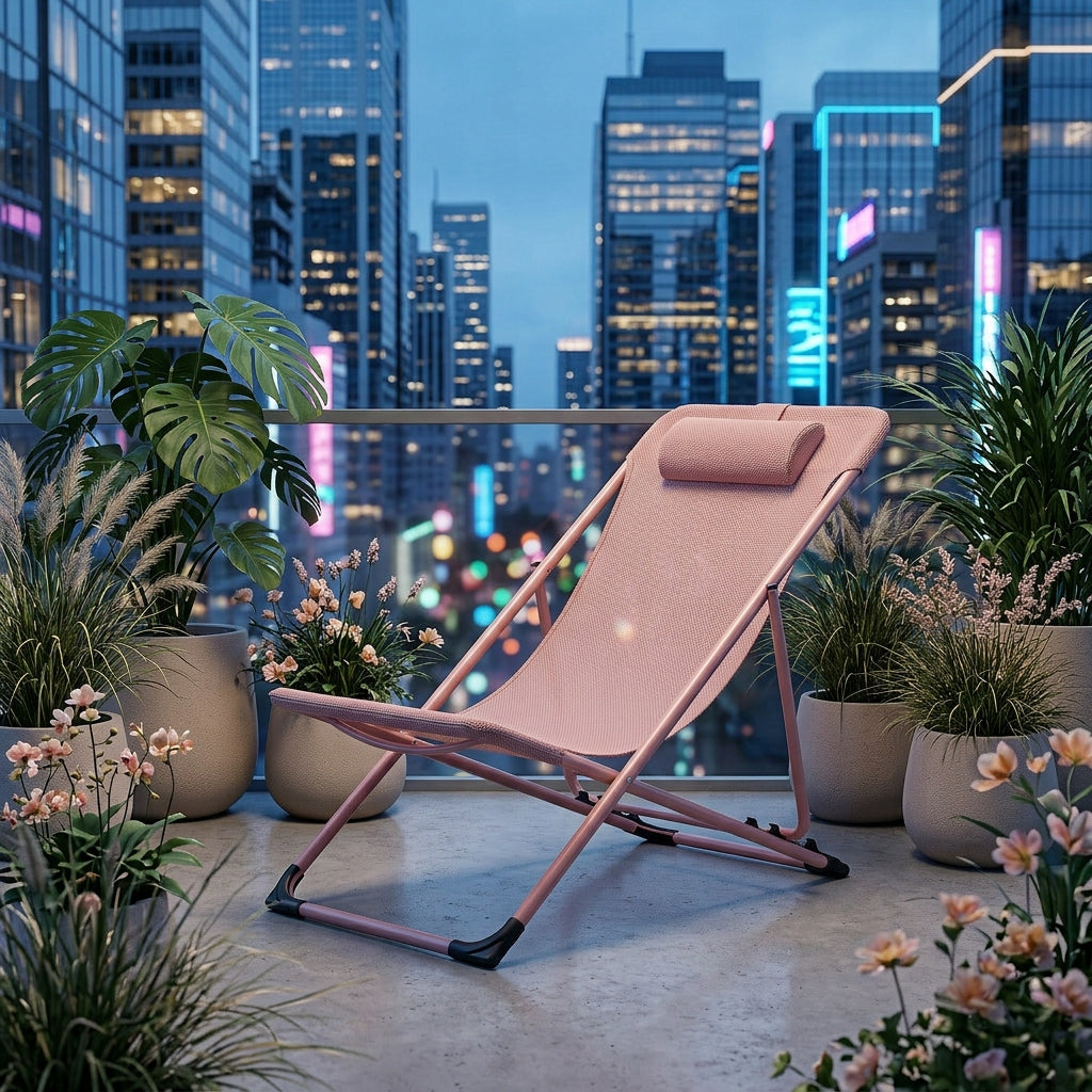 BEACH LOUNGER FOR BALCONY FOLDING ADJUSTABLE PINK LIGHT YS-31 Model YS-31