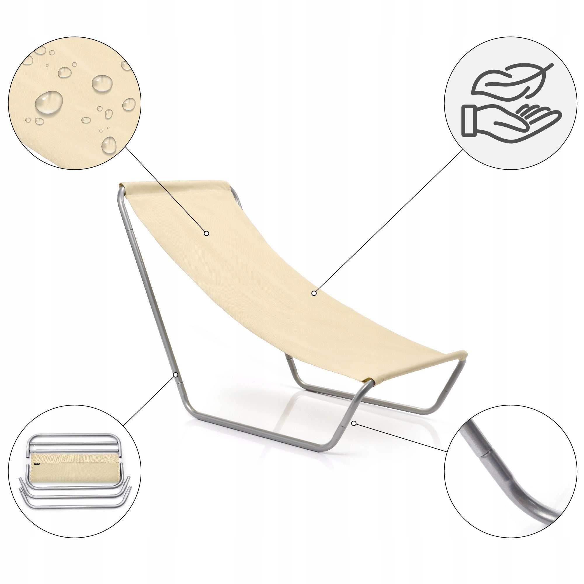 BEACH LOUNGER GARDEN STEEL FOLDING LIGHTWEIGHT METEOR SLUMBER with cover Packaging status original